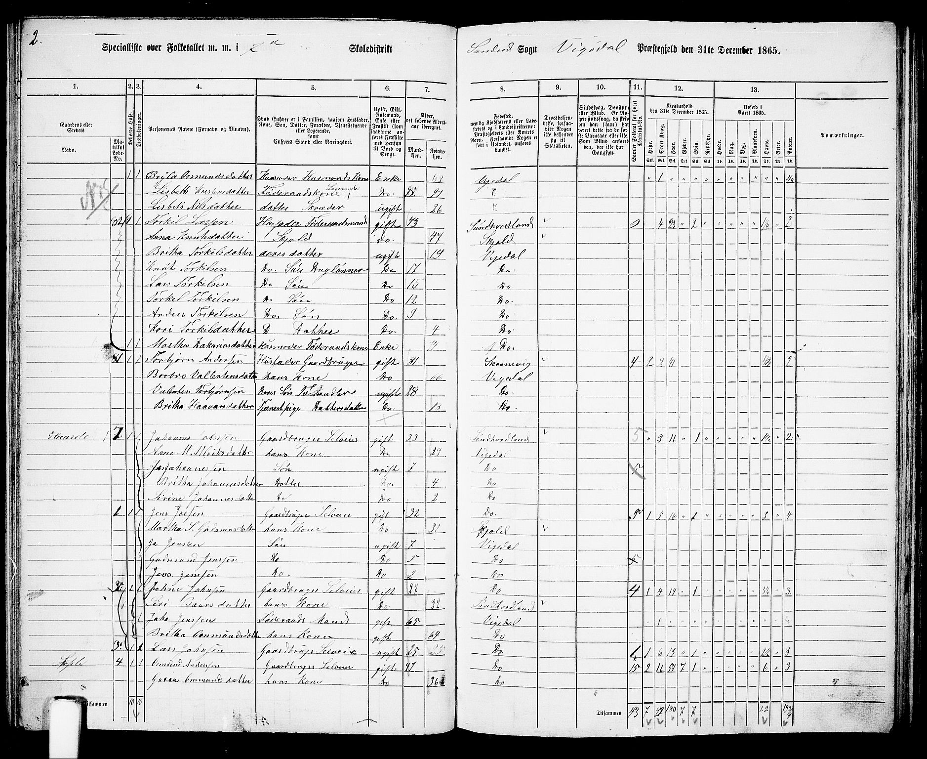 RA, 1865 census for Vikedal, 1865, p. 62