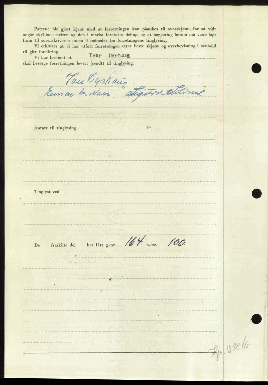 Nordmøre sorenskriveri, AV/SAT-A-4132/1/2/2Ca: Mortgage book no. A106, 1947-1947, Diary no: : 2622/1947