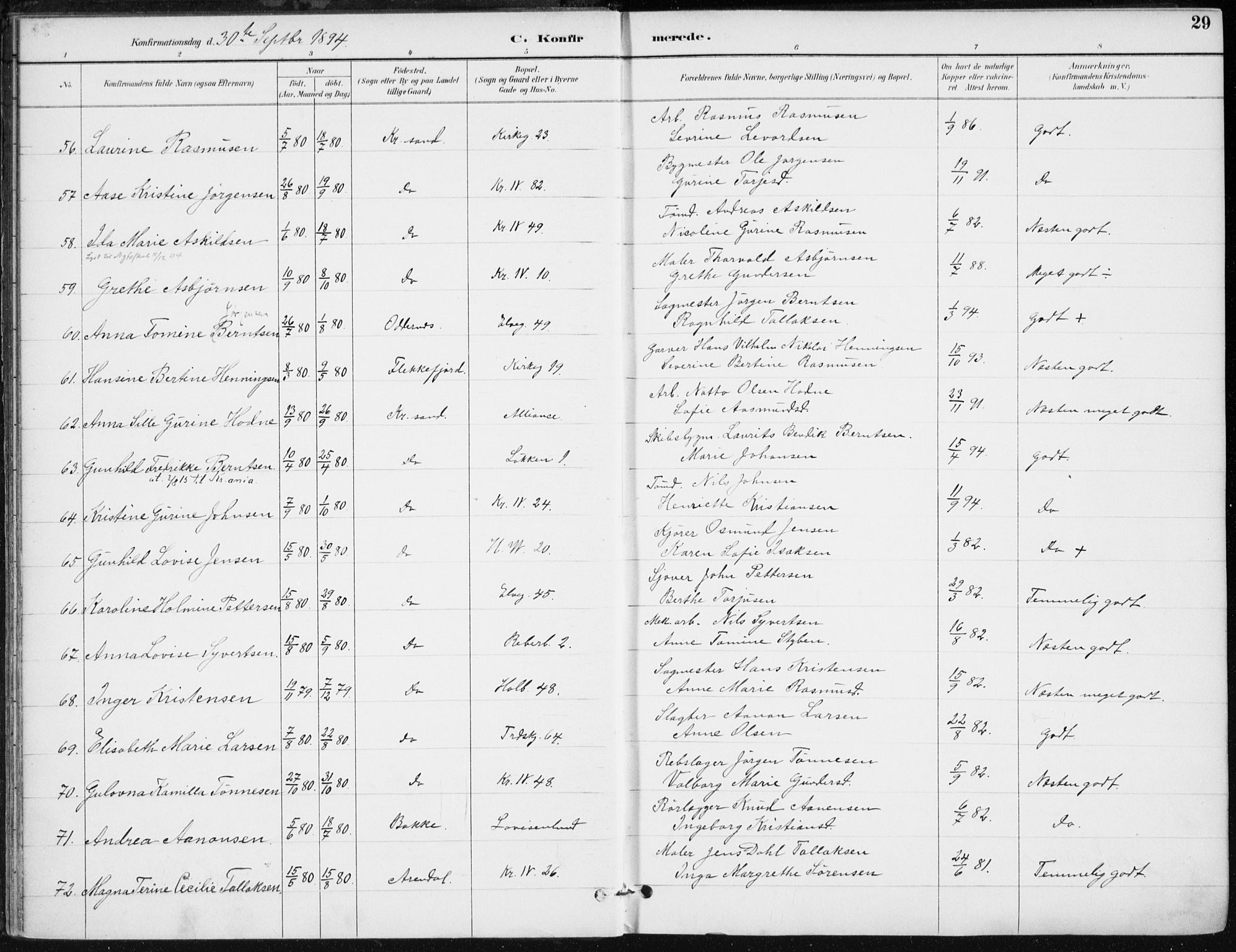 Kristiansand domprosti, AV/SAK-1112-0006/F/Fa/L0020: Parish register (official) no. A 19, 1893-1904, p. 29