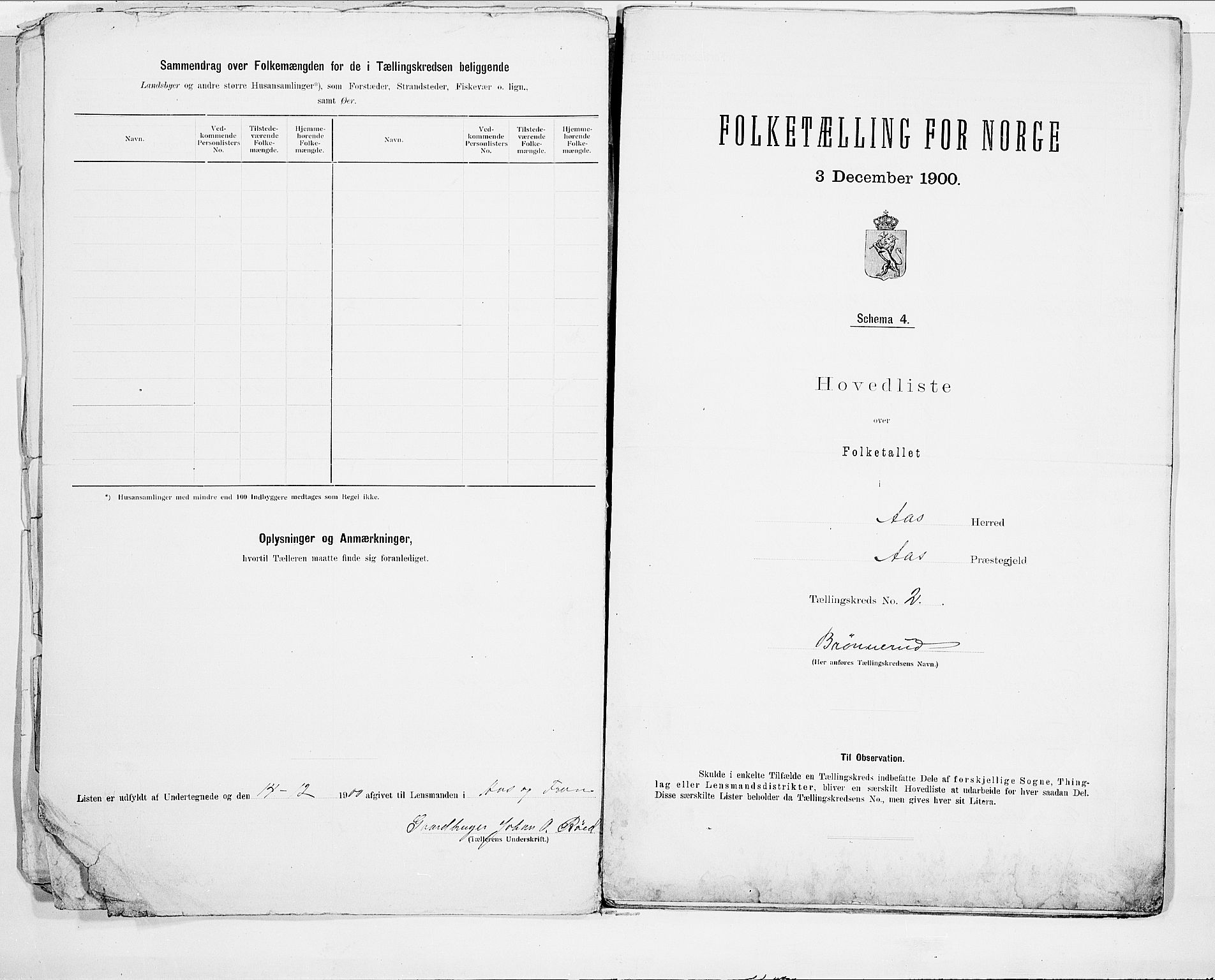 SAO, 1900 census for Ås, 1900, p. 6