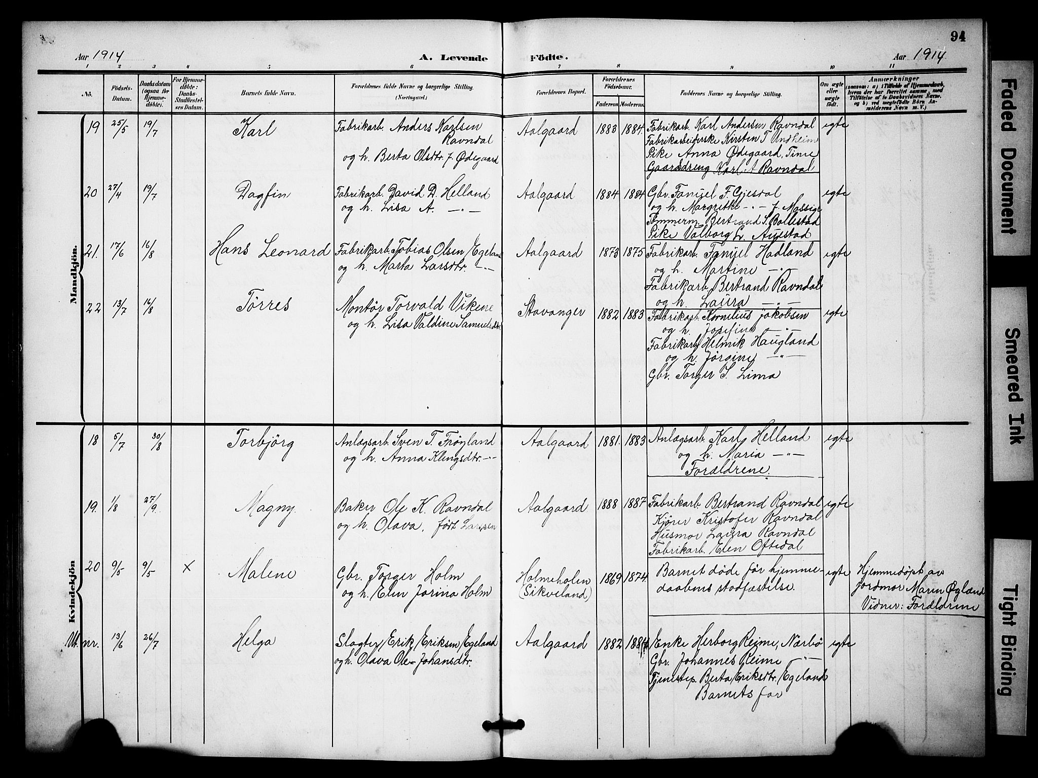 Lye sokneprestkontor, AV/SAST-A-101794/001/30BB/L0009: Parish register (copy) no. B 9, 1902-1923, p. 94