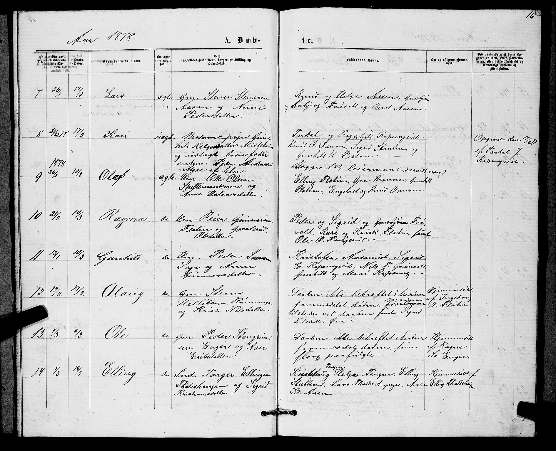 Sigdal kirkebøker, AV/SAKO-A-245/G/Gb/L0002: Parish register (copy) no. II 2, 1875-1900, p. 16