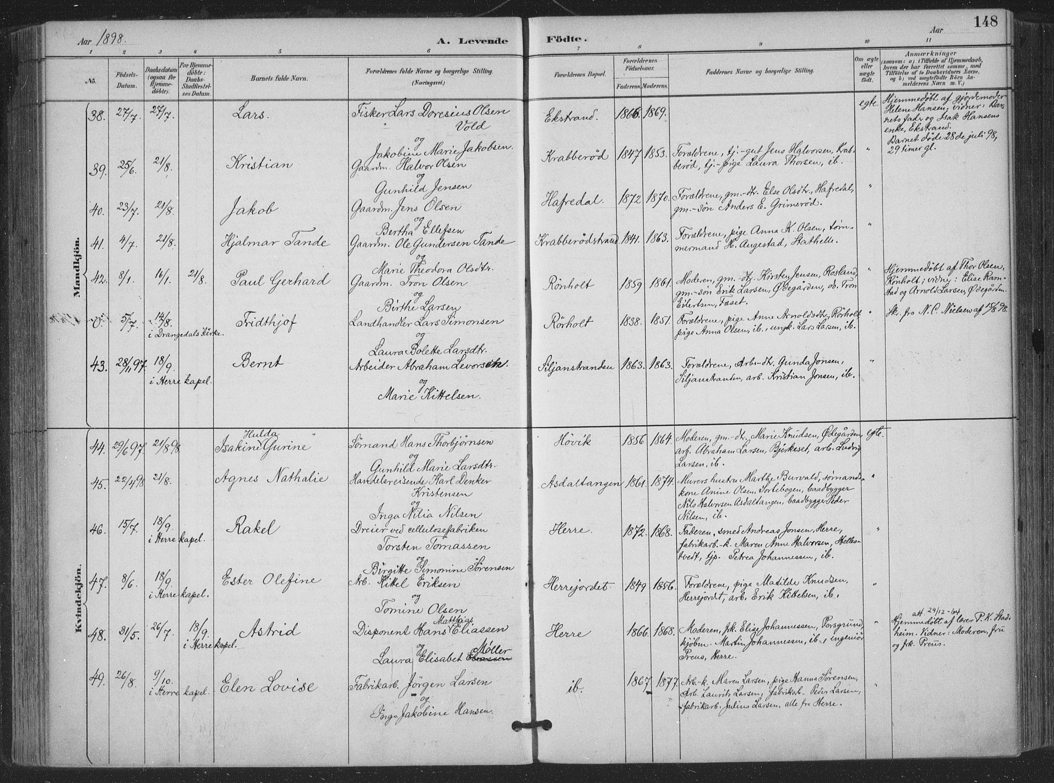 Bamble kirkebøker, AV/SAKO-A-253/F/Fa/L0008: Parish register (official) no. I 8, 1888-1900, p. 148