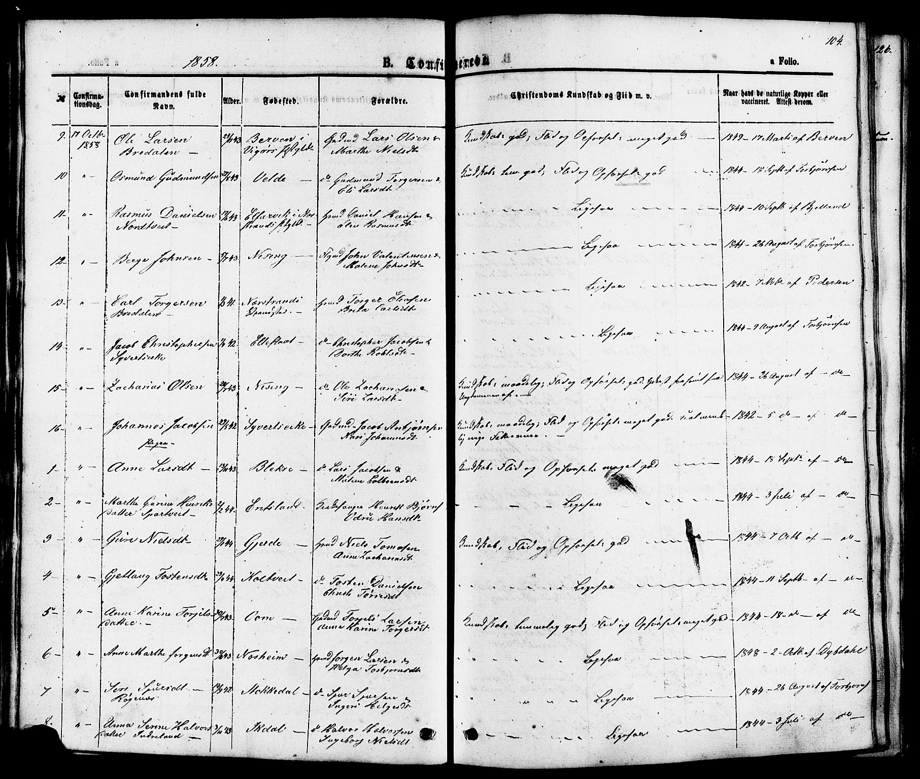 Skjold sokneprestkontor, AV/SAST-A-101847/H/Ha/Haa/L0007: Parish register (official) no. A 7, 1857-1882, p. 104