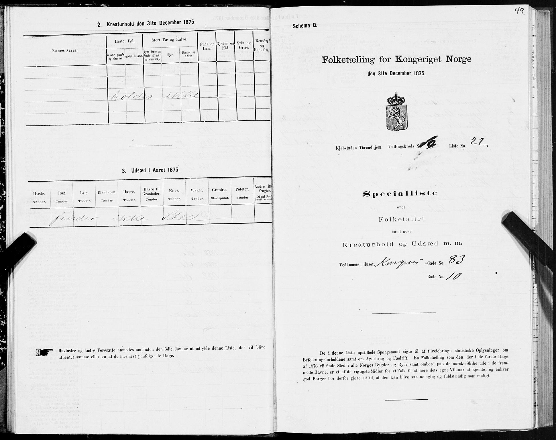 SAT, 1875 census for 1601 Trondheim, 1875, p. 6049