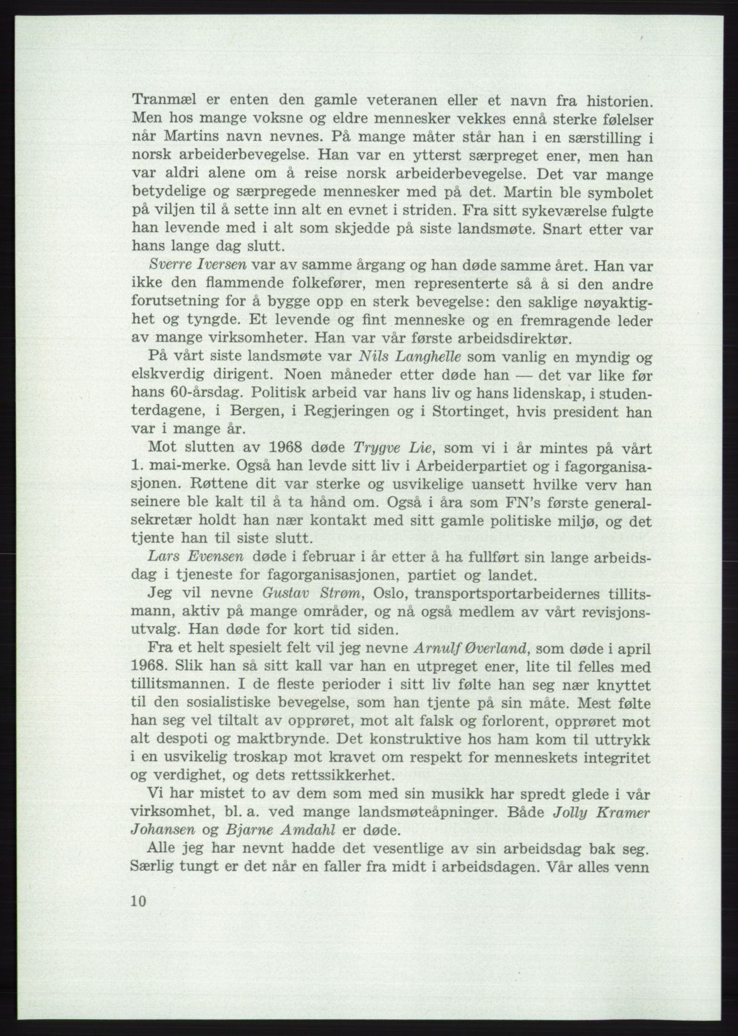 Det norske Arbeiderparti - publikasjoner, AAB/-/-/-: Protokoll over forhandlingene på det 42. ordinære landsmøte 11.-14. mai 1969 i Oslo, 1969, p. 10