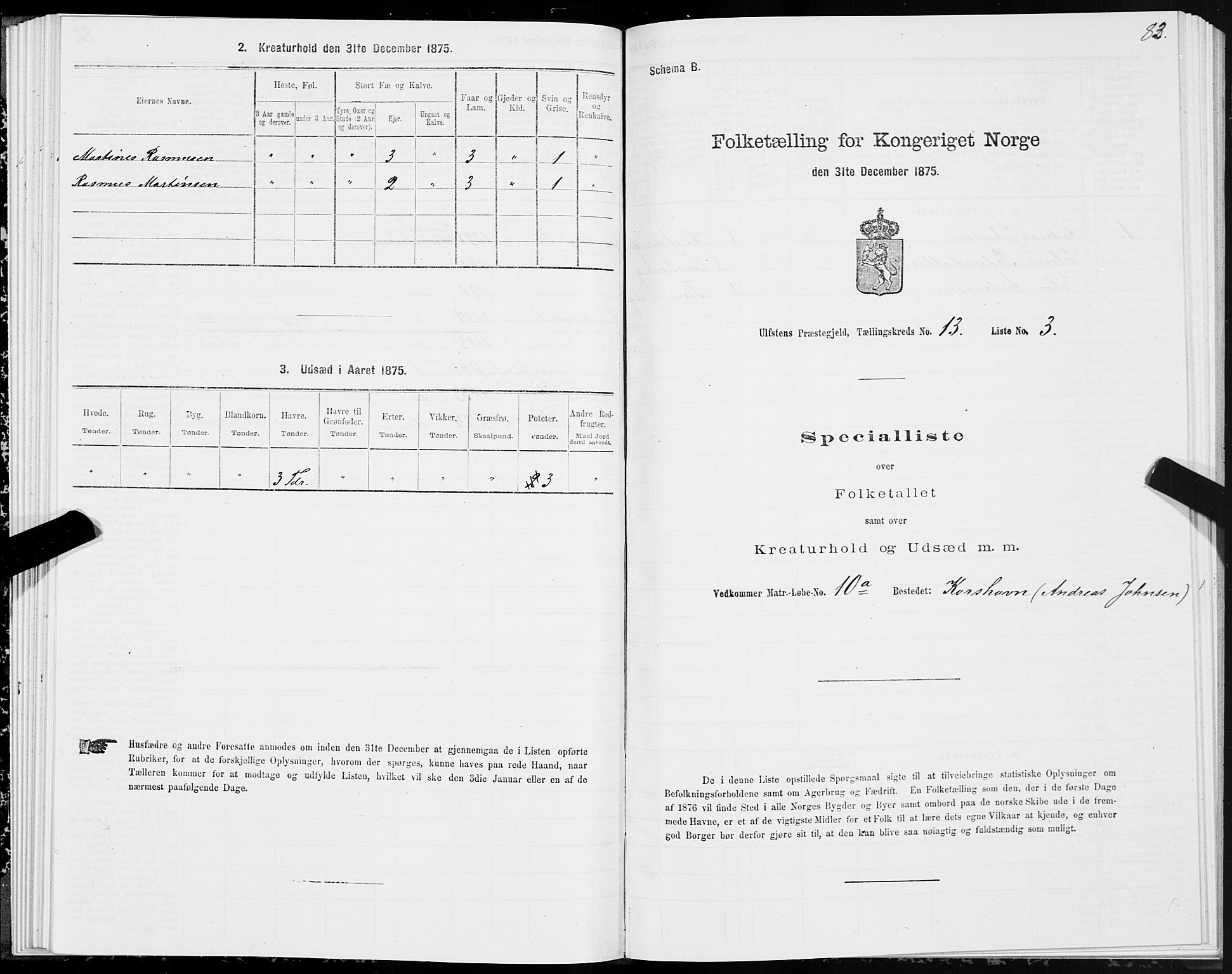 SAT, 1875 census for 1516P Ulstein, 1875, p. 5083