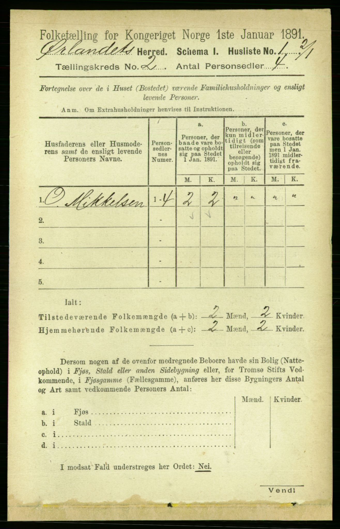 RA, 1891 census for 1621 Ørland, 1891, p. 412