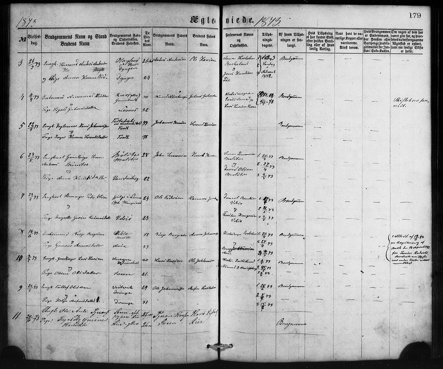 Sveio Sokneprestembete, AV/SAB-A-78501/H/Haa: Parish register (official) no. B 1, 1870-1883, p. 179