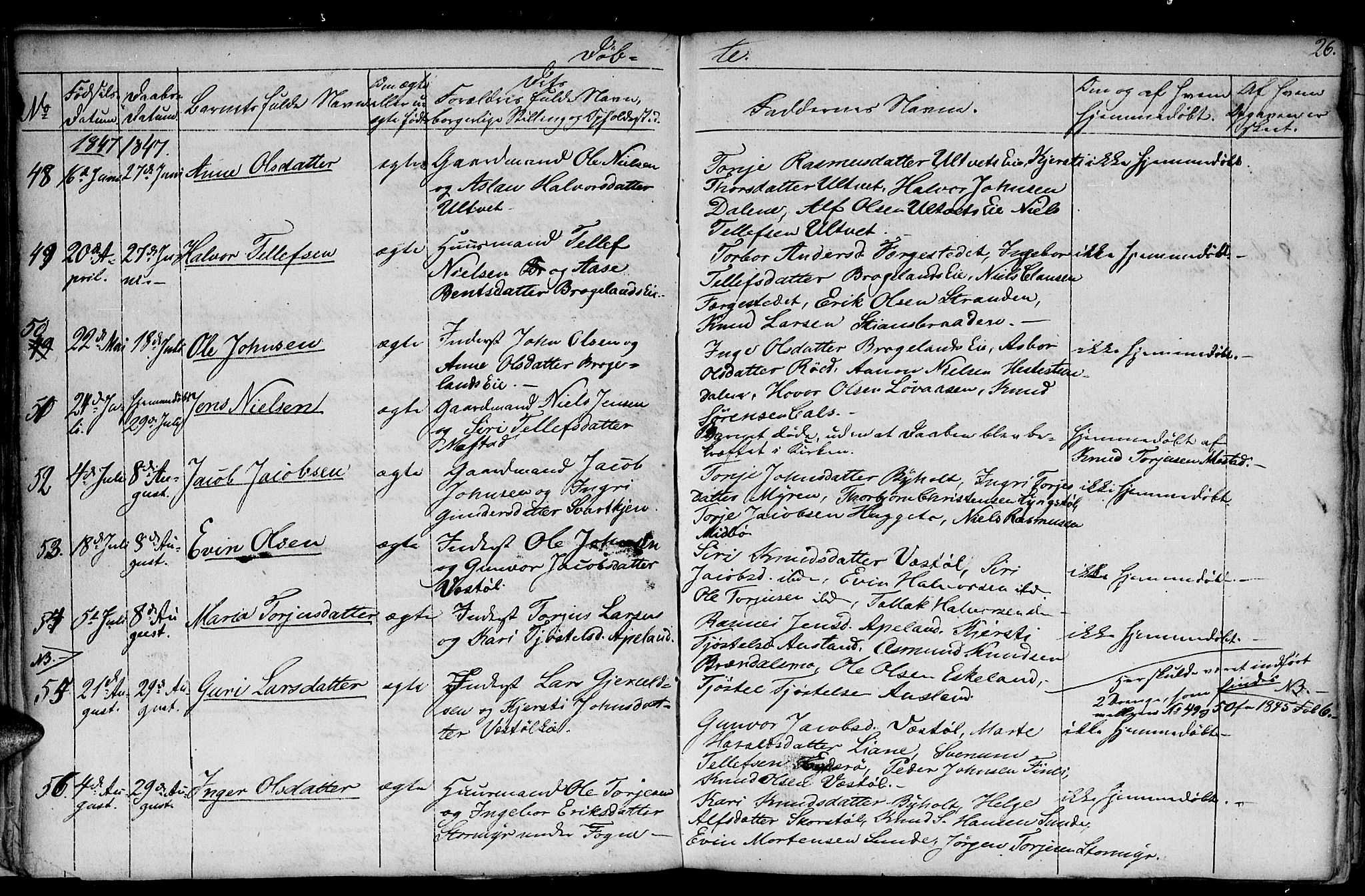 Gjerstad sokneprestkontor, AV/SAK-1111-0014/F/Fb/Fba/L0004: Parish register (copy) no. B 4, 1845-1853, p. 26