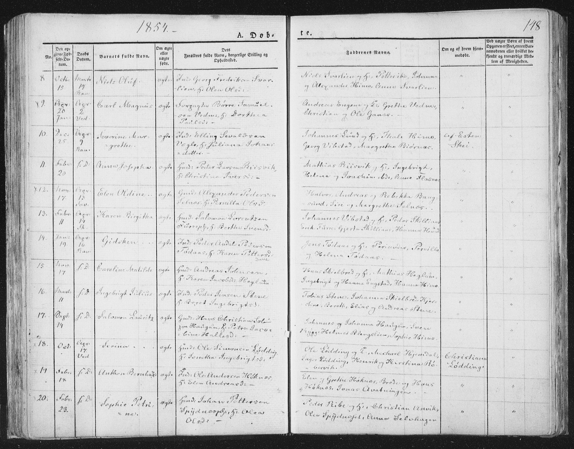 Ministerialprotokoller, klokkerbøker og fødselsregistre - Nord-Trøndelag, SAT/A-1458/764/L0551: Parish register (official) no. 764A07a, 1824-1864, p. 148