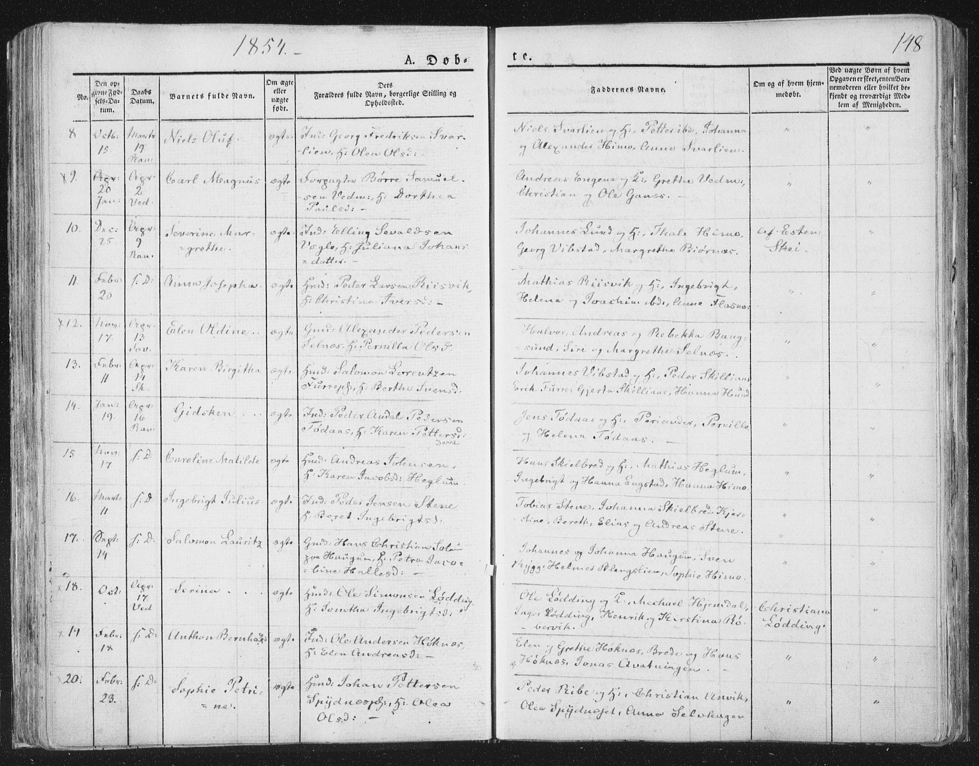 Ministerialprotokoller, klokkerbøker og fødselsregistre - Nord-Trøndelag, AV/SAT-A-1458/764/L0551: Parish register (official) no. 764A07a, 1824-1864, p. 148