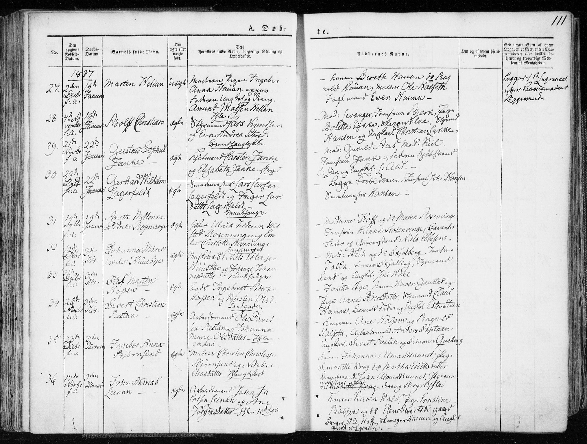 Ministerialprotokoller, klokkerbøker og fødselsregistre - Sør-Trøndelag, SAT/A-1456/601/L0047: Parish register (official) no. 601A15, 1831-1839, p. 111