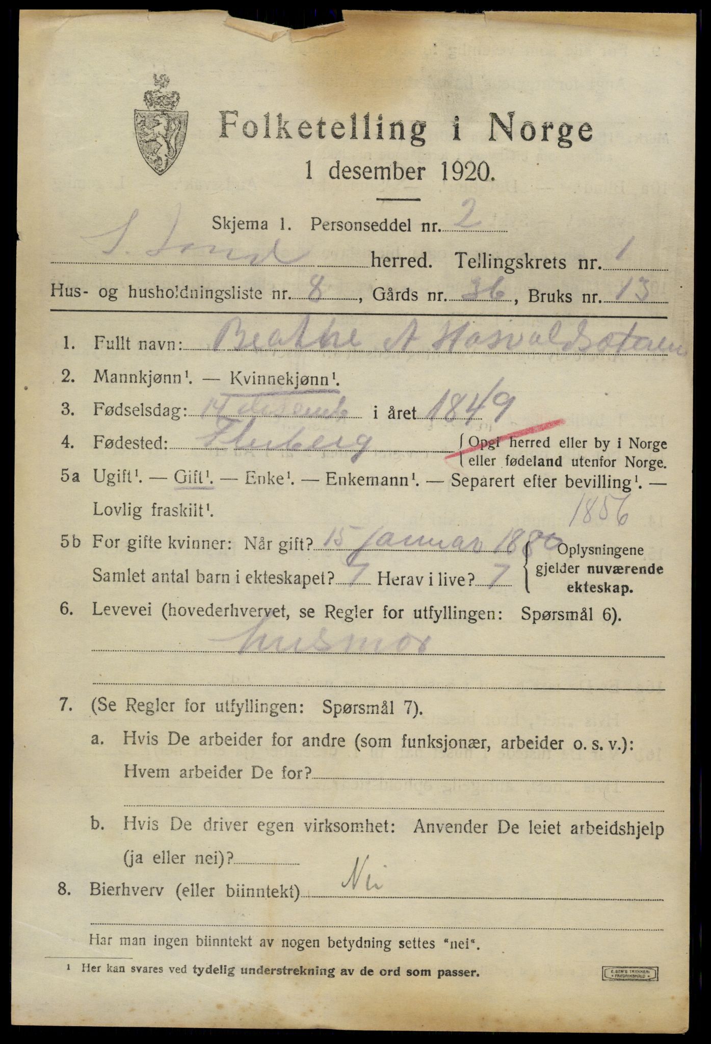 SAH, 1920 census for Søndre Land, 1920, p. 1331