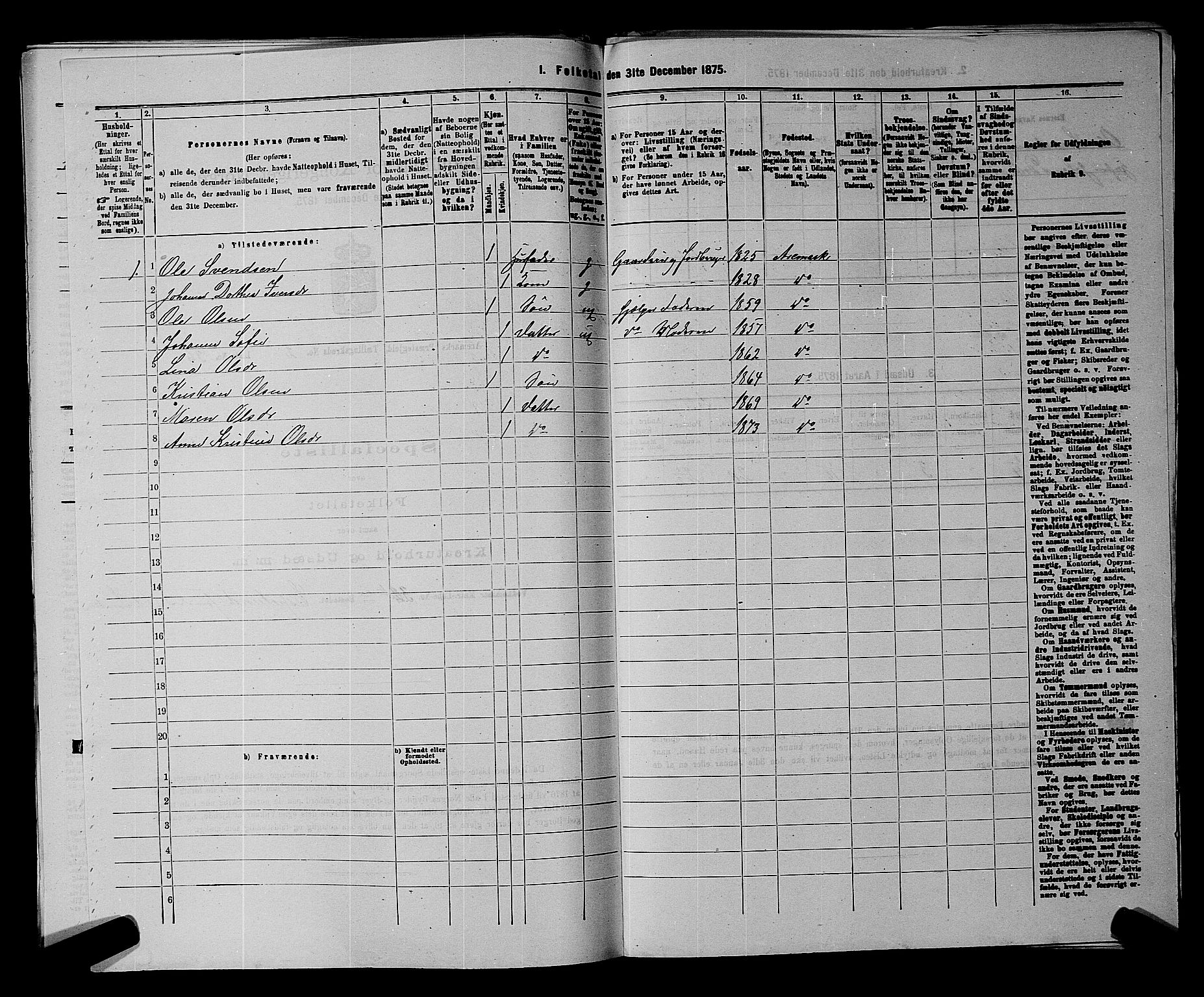 RA, 1875 census for 0118P Aremark, 1875, p. 354