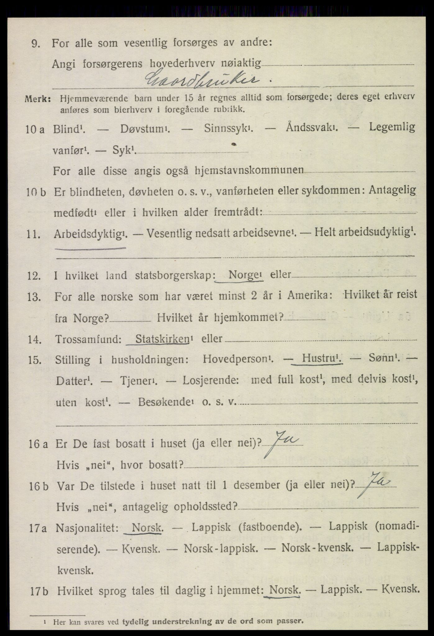 SAT, 1920 census for Snåsa, 1920, p. 4975