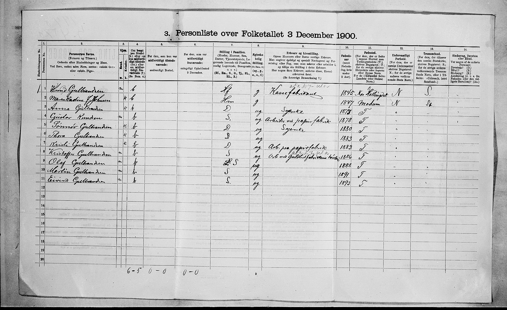 RA, 1900 census for Skoger, 1900, p. 26