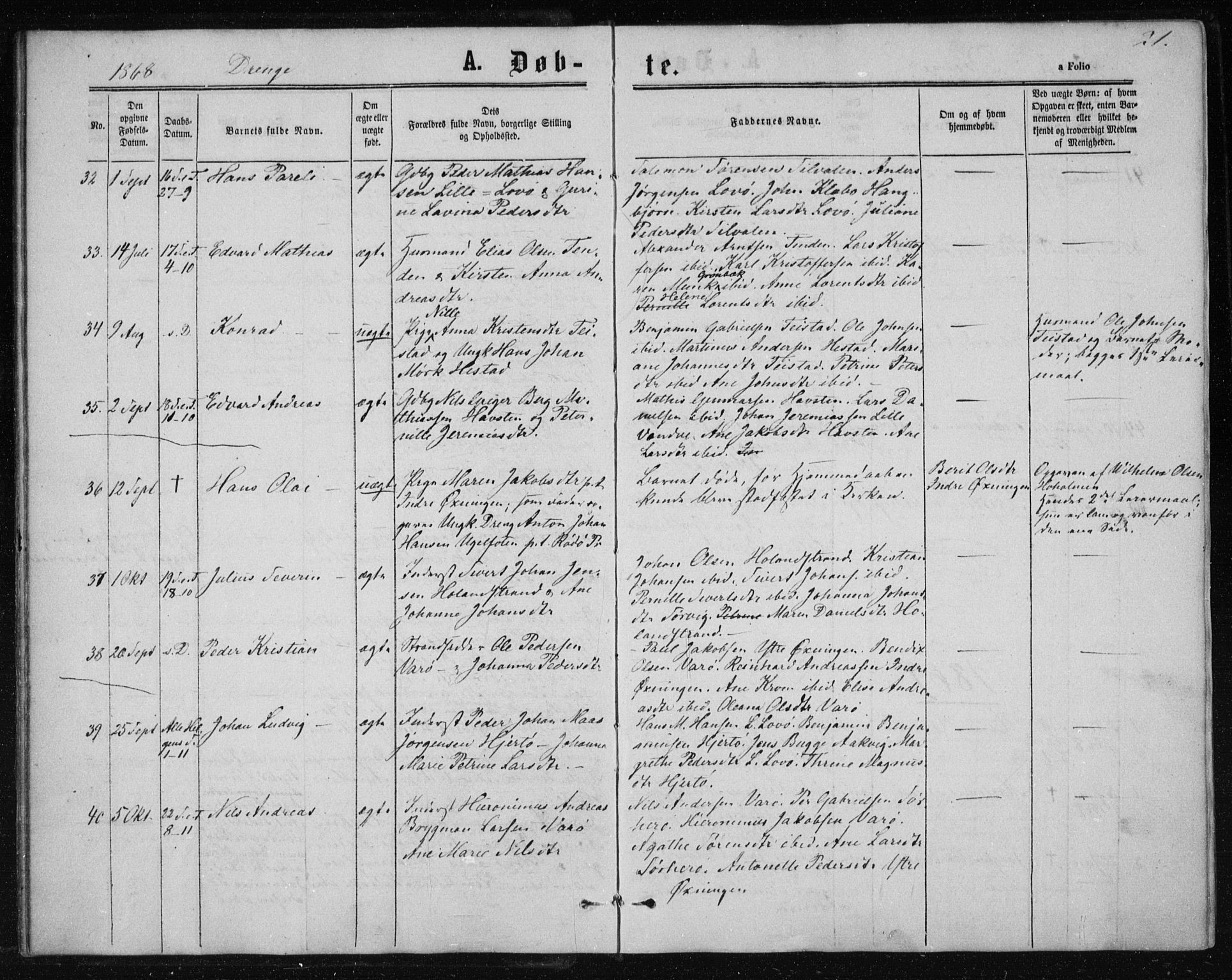 Ministerialprotokoller, klokkerbøker og fødselsregistre - Nordland, AV/SAT-A-1459/834/L0505: Parish register (official) no. 834A03, 1862-1871, p. 21