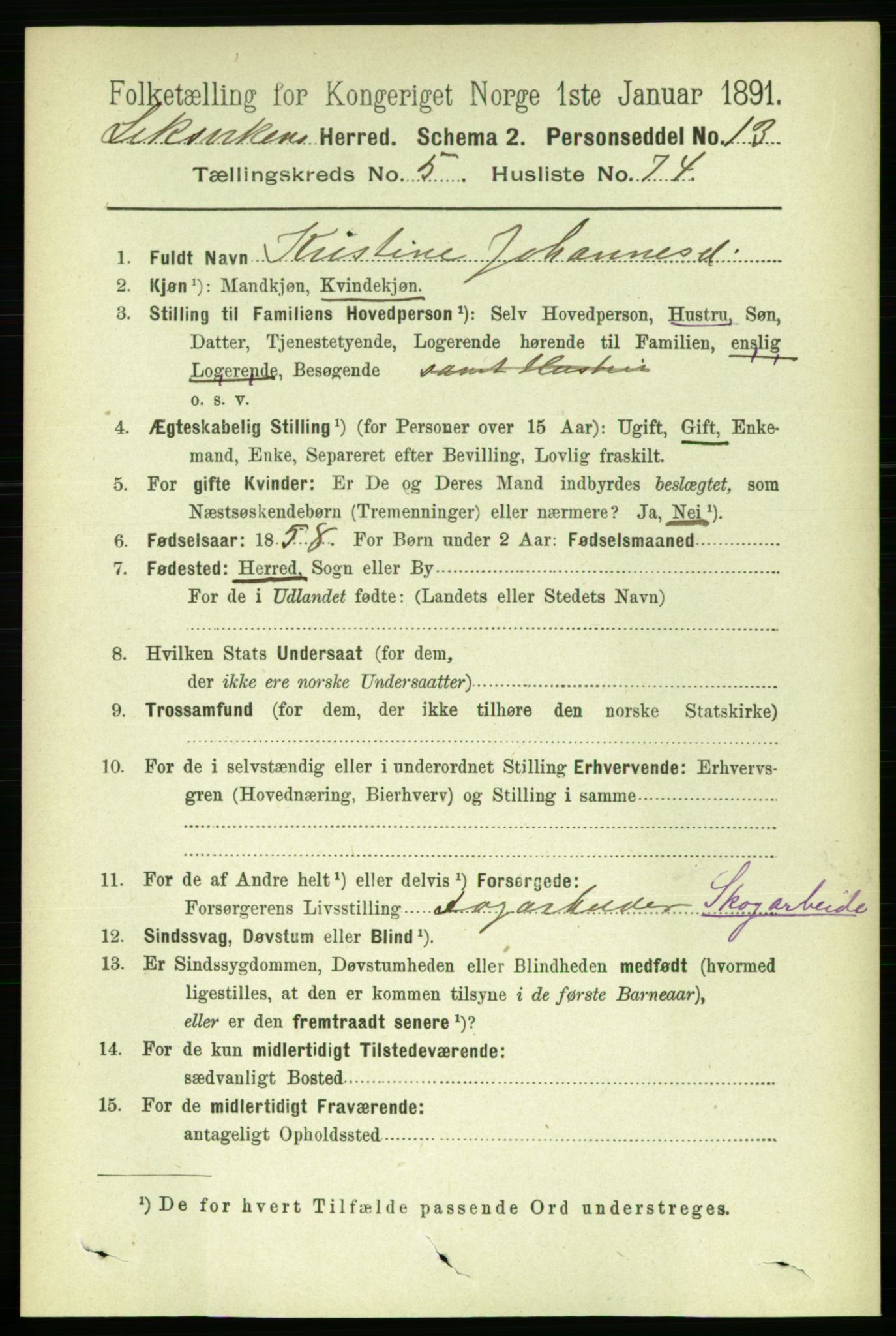 RA, 1891 census for 1718 Leksvik, 1891, p. 3088