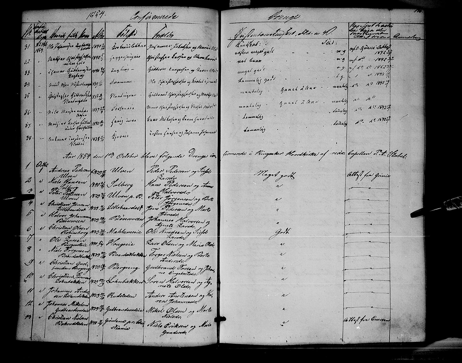 Ringsaker prestekontor, AV/SAH-PREST-014/K/Ka/L0009: Parish register (official) no. 9, 1850-1860, p. 186