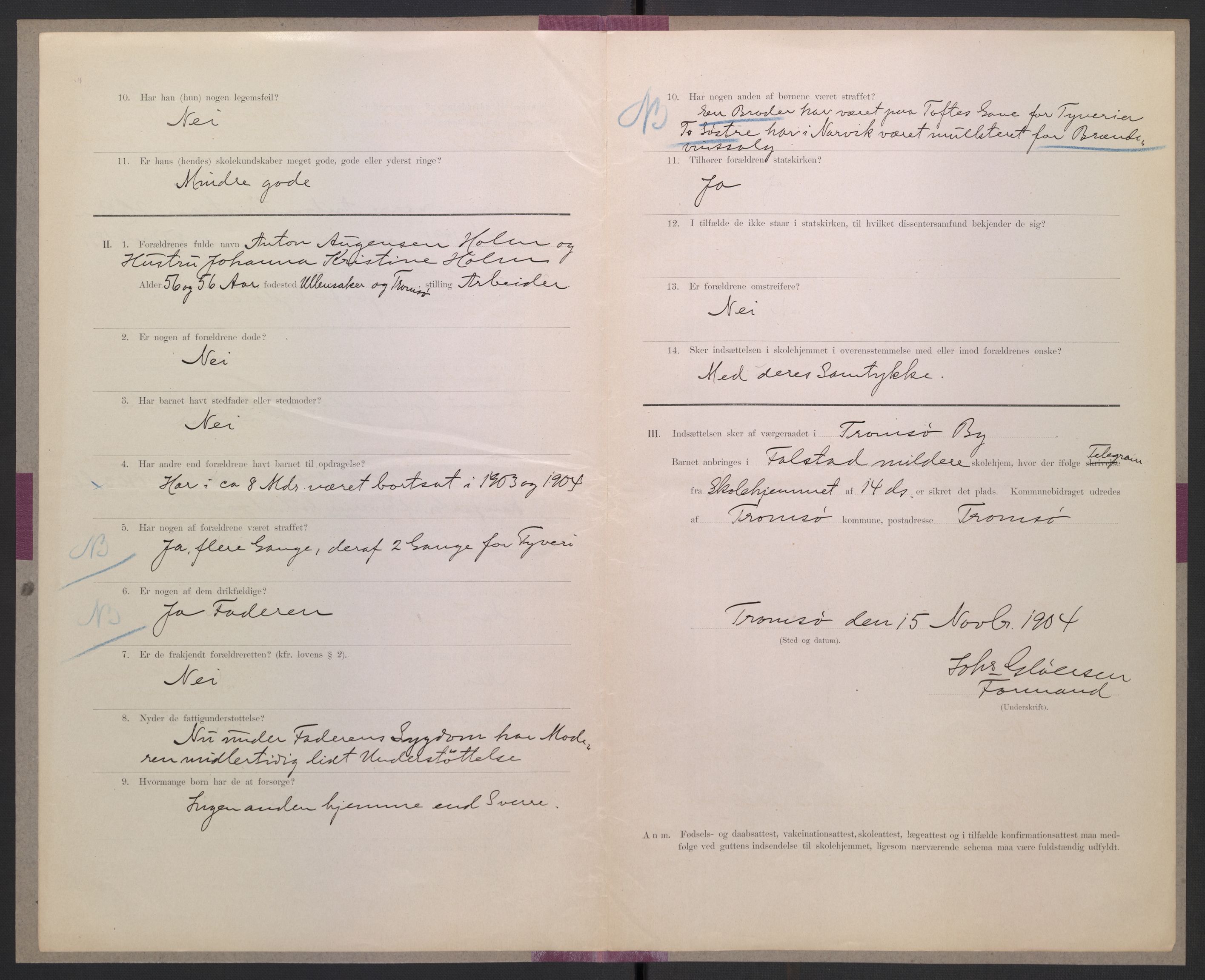 Falstad skolehjem, RA/S-1676/E/Eb/L0006: Elevmapper løpenr. 121-145, 1903-1910, p. 233