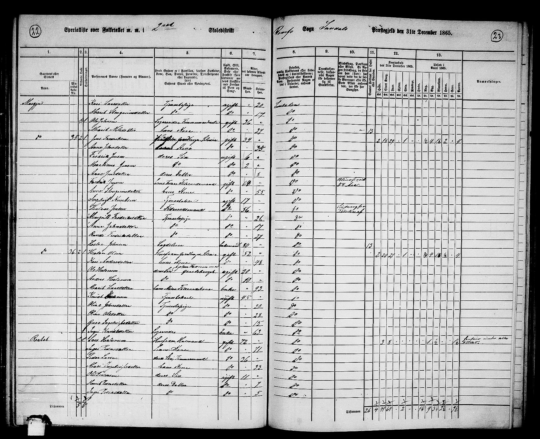 RA, 1865 census for Sunndal, 1865, p. 28