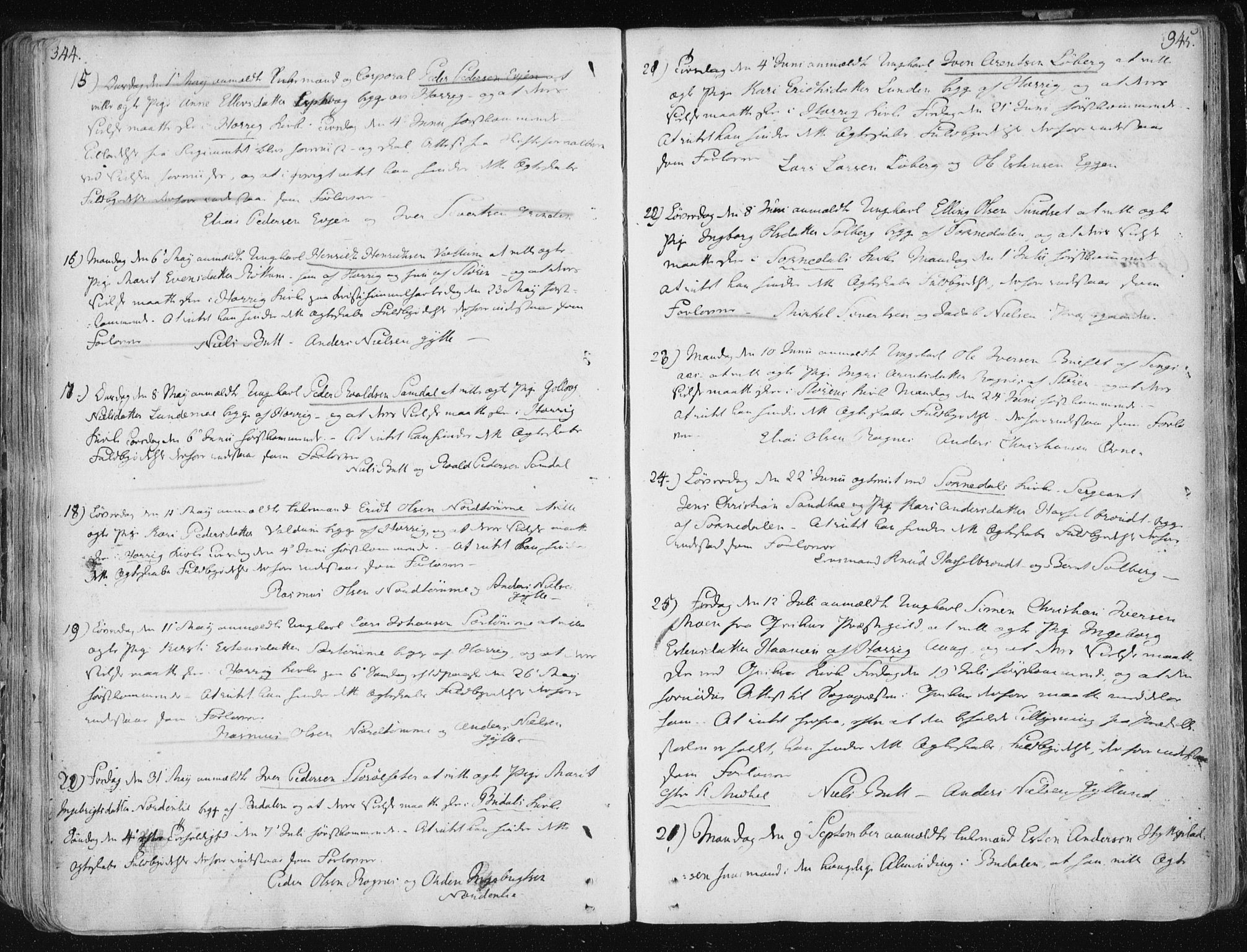 Ministerialprotokoller, klokkerbøker og fødselsregistre - Sør-Trøndelag, SAT/A-1456/687/L0992: Parish register (official) no. 687A03 /1, 1788-1815, p. 344-345