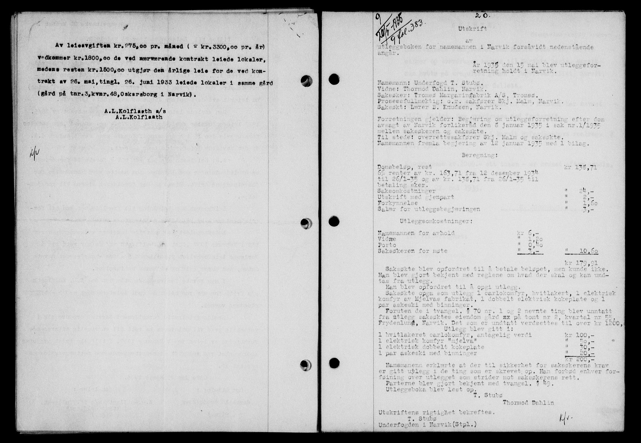 Narvik sorenskriveri, SAT/A-0002/1/2/2C/2Ca/L0011: Mortgage book no. 14, 1935-1937, Deed date: 20.05.1935