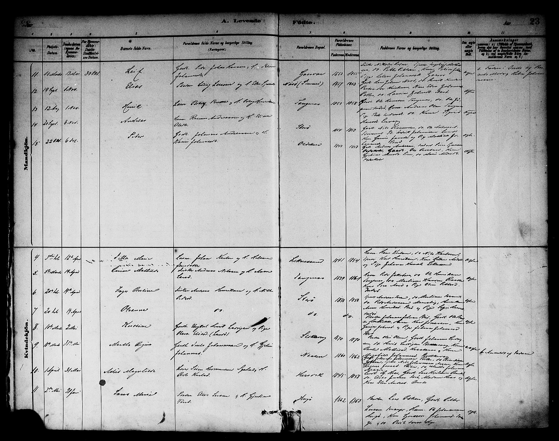 Solund sokneprestembete, AV/SAB-A-81401: Parish register (official) no. A 1, 1881-1902, p. 23