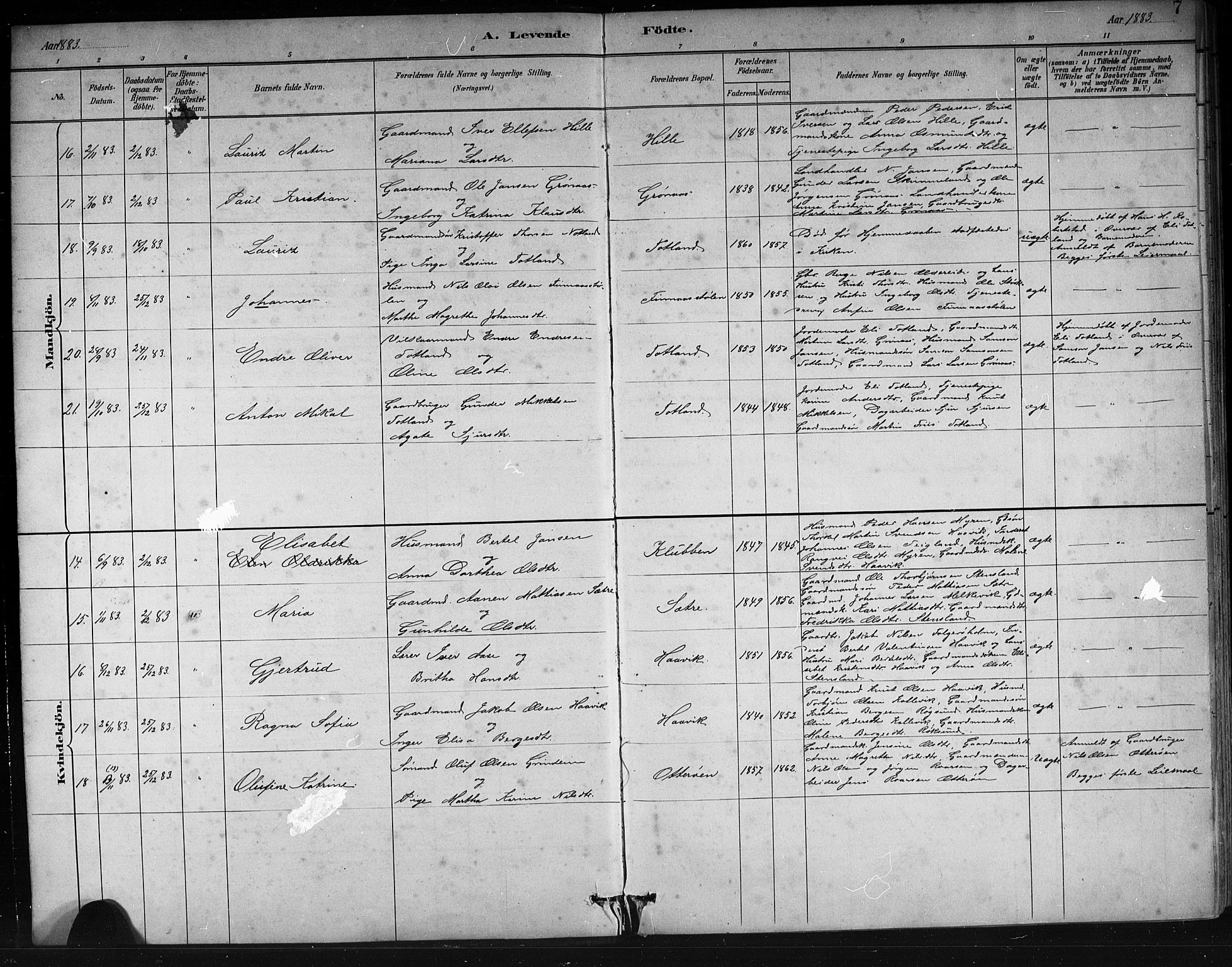 Finnås sokneprestembete, AV/SAB-A-99925/H/Ha/Hab/Haba/L0003: Parish register (copy) no. A 3, 1883-1900, p. 7