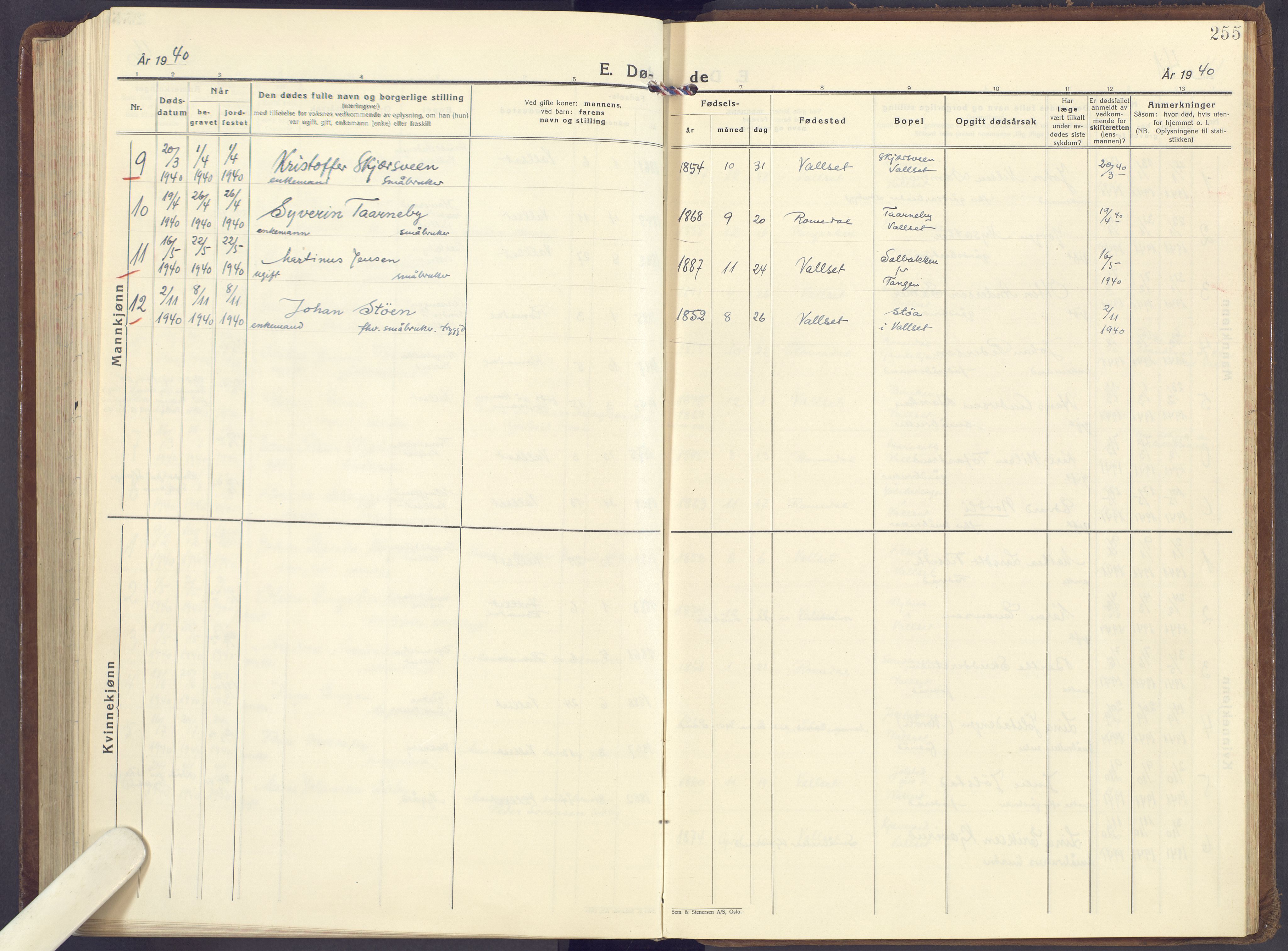 Romedal prestekontor, SAH/PREST-004/K/L0013: Parish register (official) no. 13, 1930-1949, p. 255