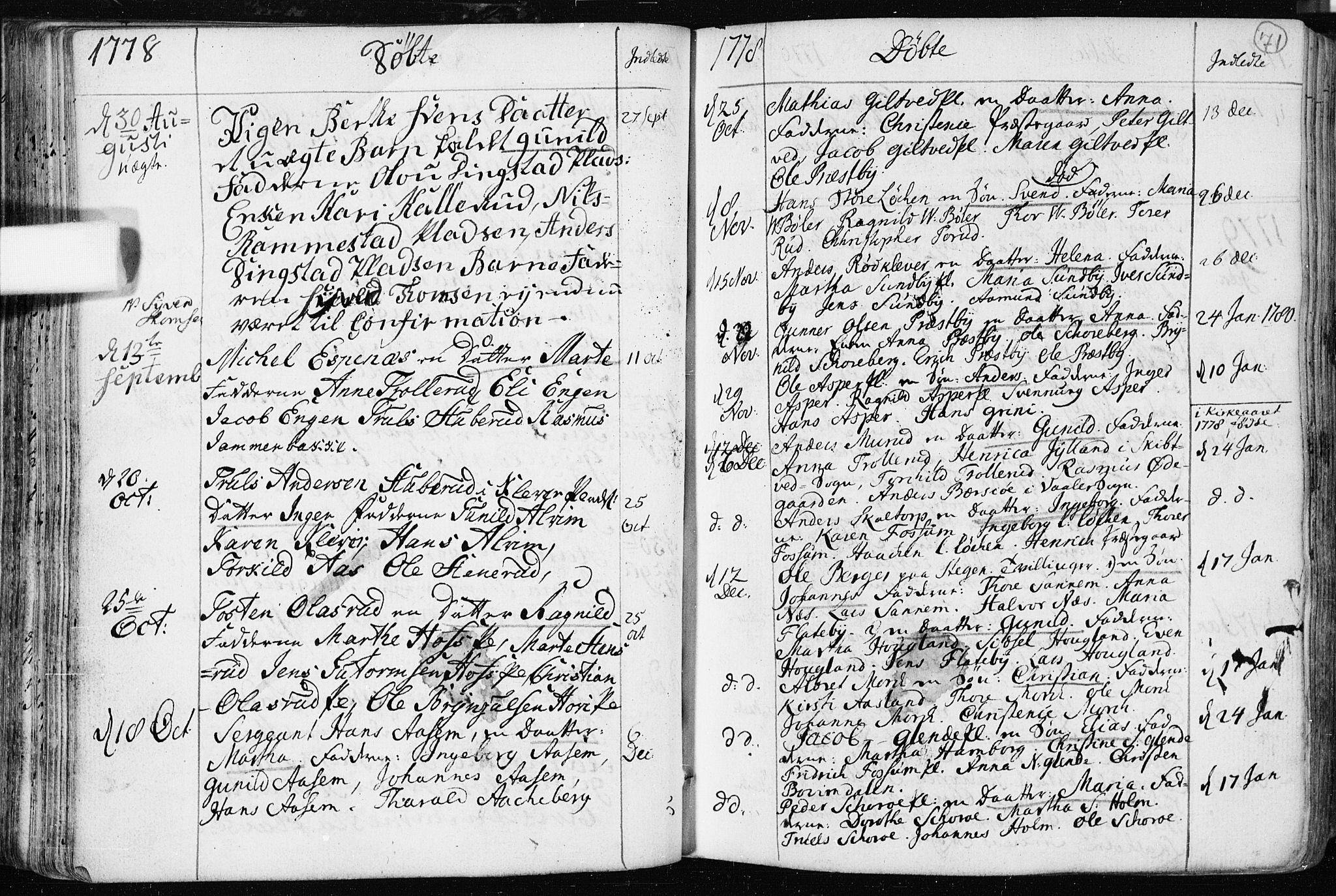 Spydeberg prestekontor Kirkebøker, SAO/A-10924/F/Fa/L0003: Parish register (official) no. I 3, 1778-1814, p. 71
