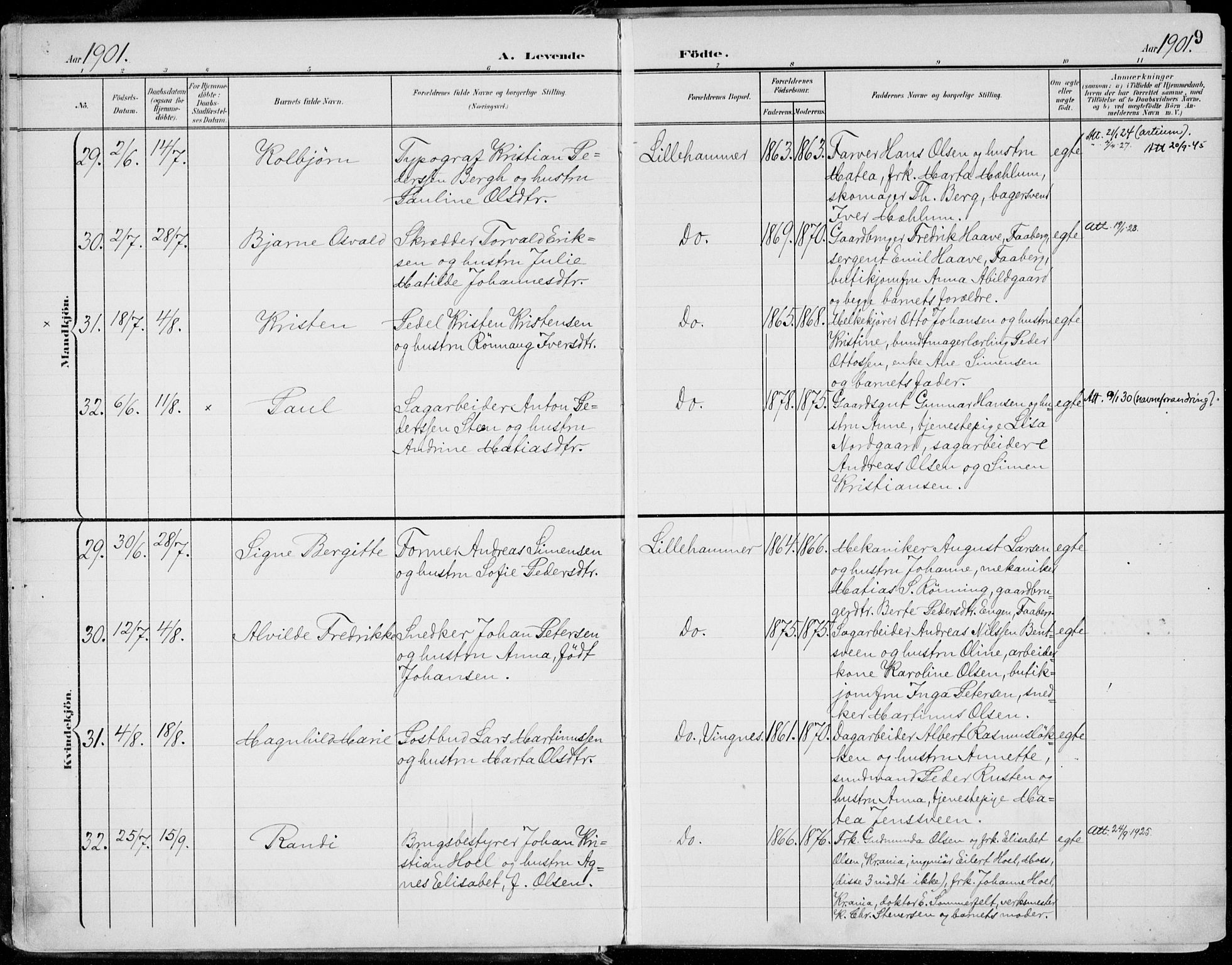 Lillehammer prestekontor, AV/SAH-PREST-088/H/Ha/Haa/L0001: Parish register (official) no. 1, 1901-1916, p. 9