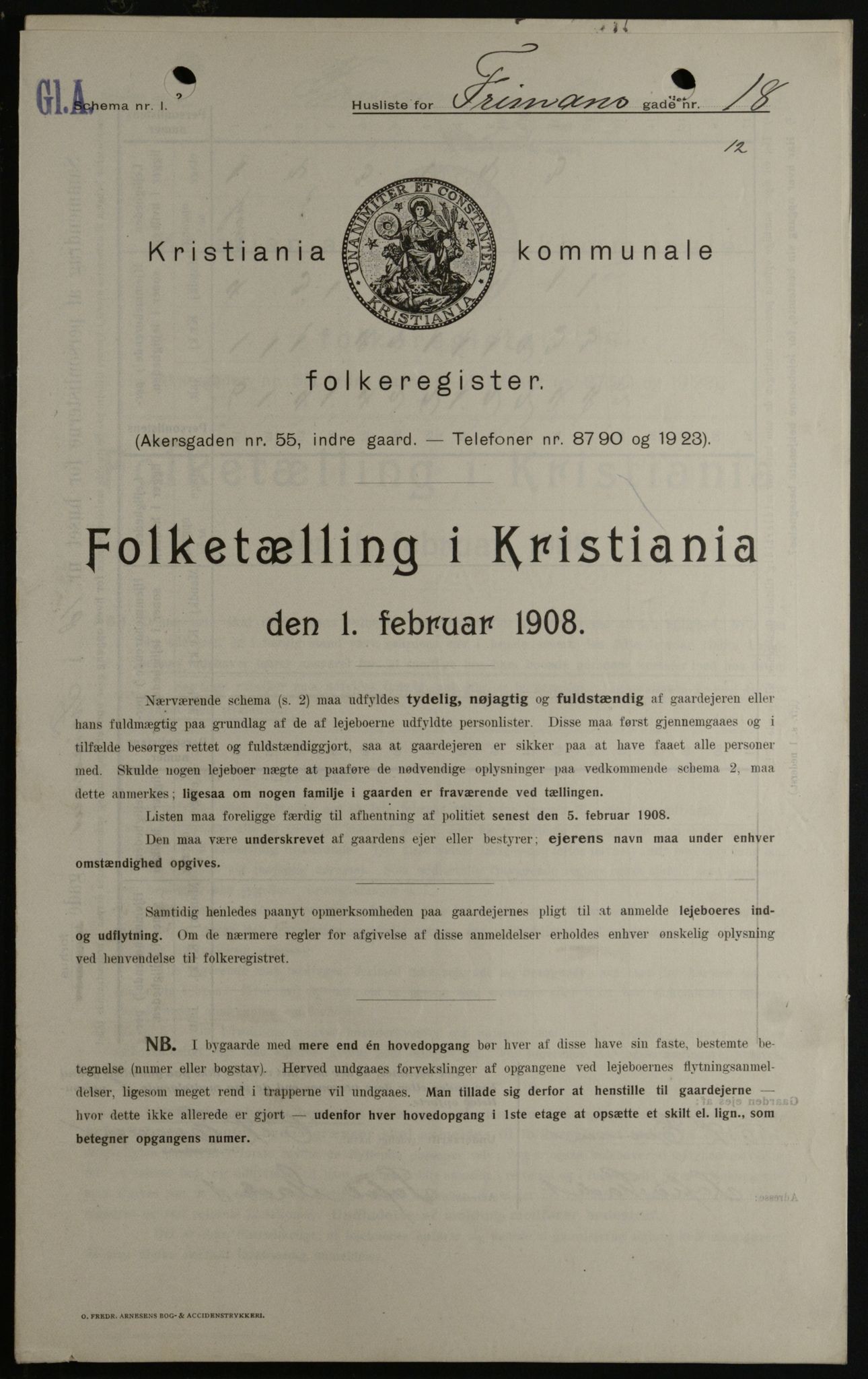 OBA, Municipal Census 1908 for Kristiania, 1908, p. 24318