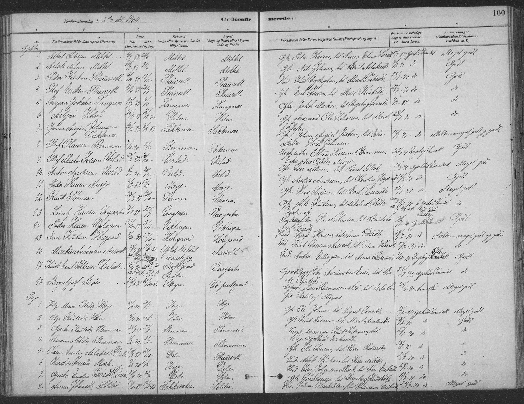 Ministerialprotokoller, klokkerbøker og fødselsregistre - Møre og Romsdal, AV/SAT-A-1454/547/L0604: Parish register (official) no. 547A06, 1878-1906, p. 160