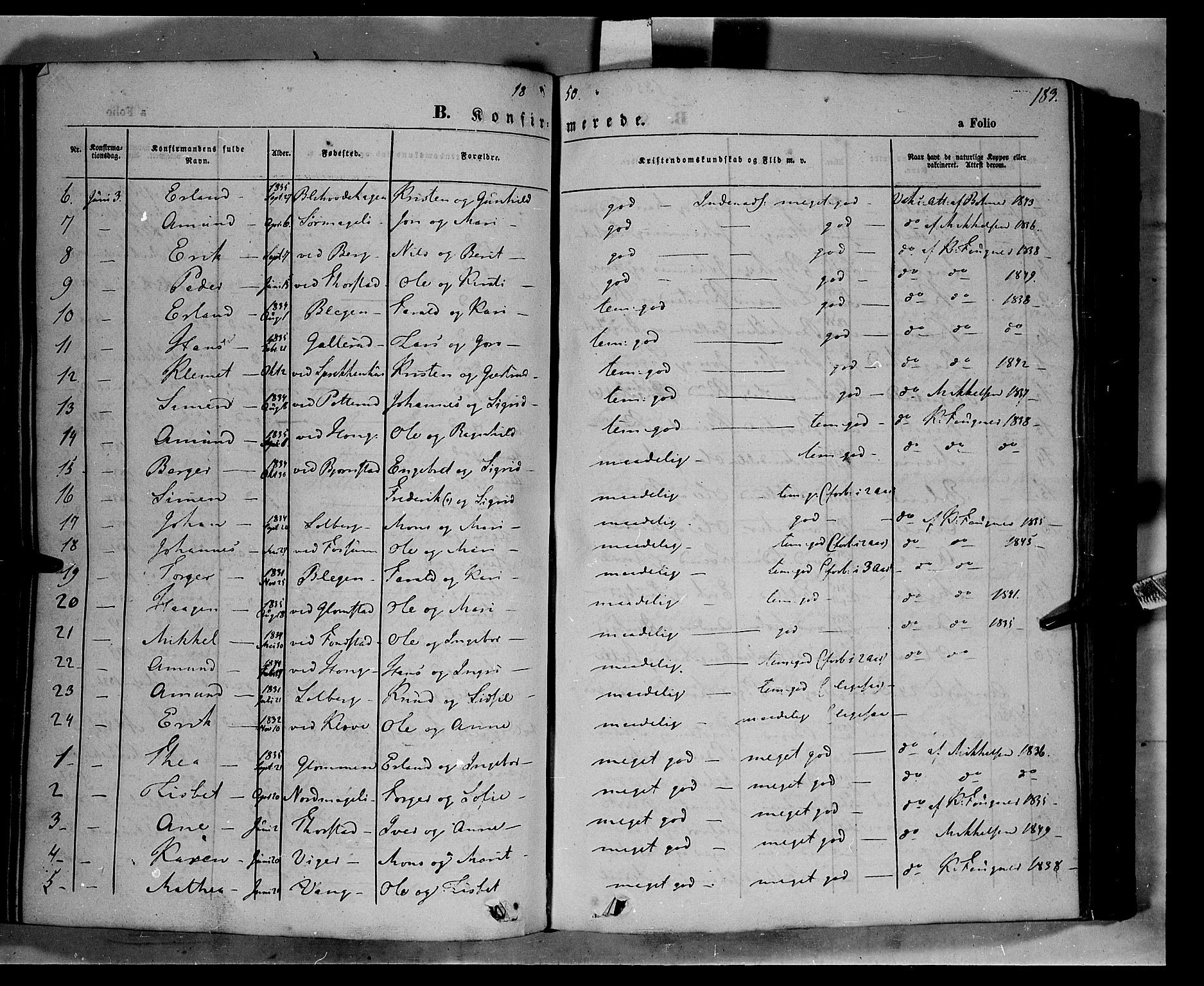 Øyer prestekontor, SAH/PREST-084/H/Ha/Haa/L0005: Parish register (official) no. 5, 1842-1857, p. 183