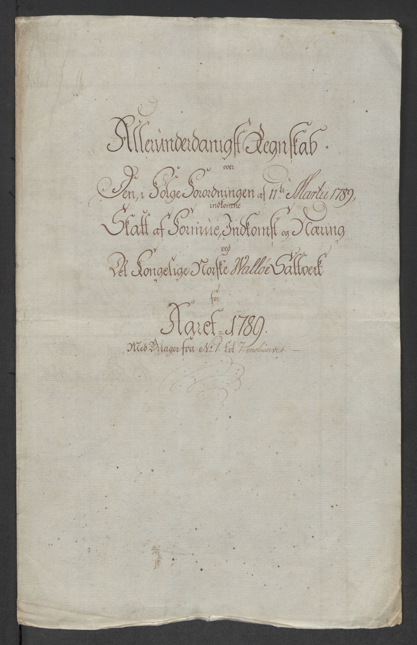 Rentekammeret inntil 1814, Reviderte regnskaper, Mindre regnskaper, AV/RA-EA-4068/Rf/Rfe/L0054: Valdres fogderi. Vallø saltverk, 1789, p. 391