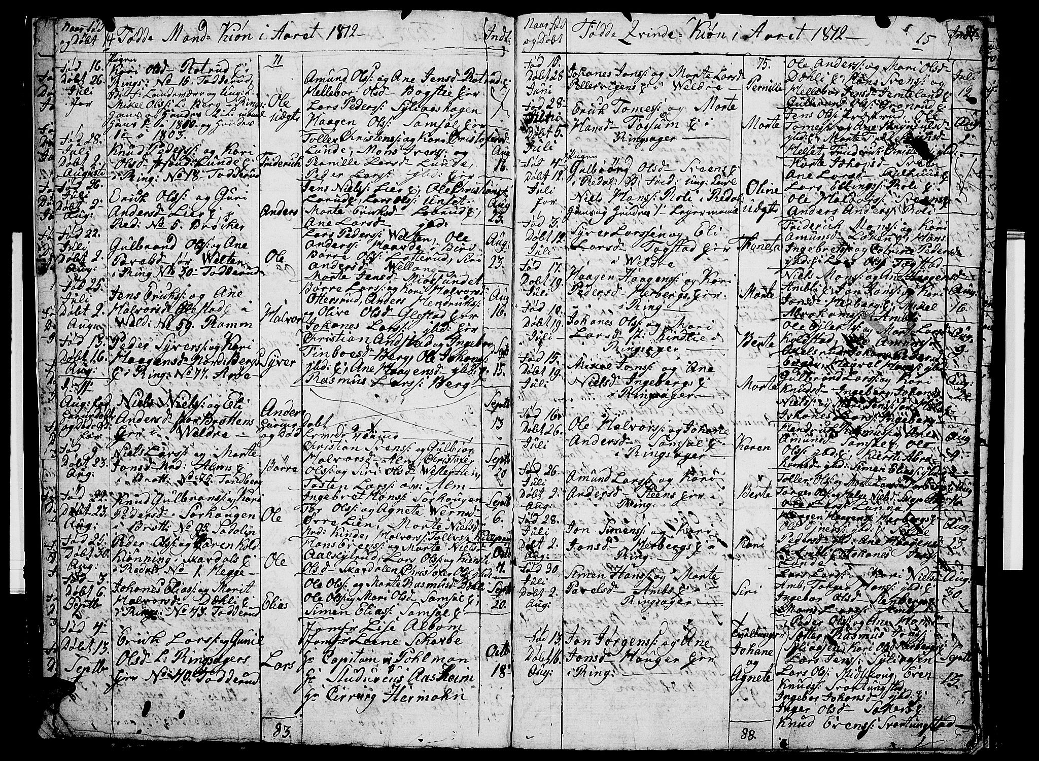 Ringsaker prestekontor, AV/SAH-PREST-014/I/Ia/L0005/0009: Parish register draft no. 5.9, 1811-1814, p. 14-15