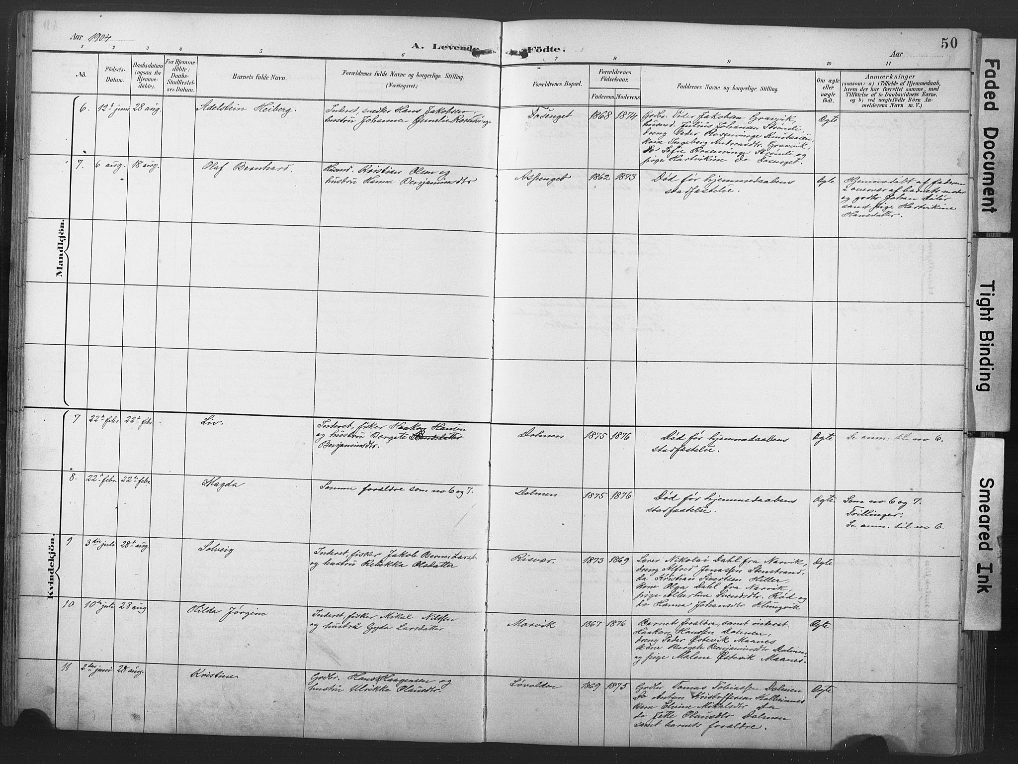Ministerialprotokoller, klokkerbøker og fødselsregistre - Nord-Trøndelag, SAT/A-1458/789/L0706: Parish register (copy) no. 789C01, 1888-1931, p. 50