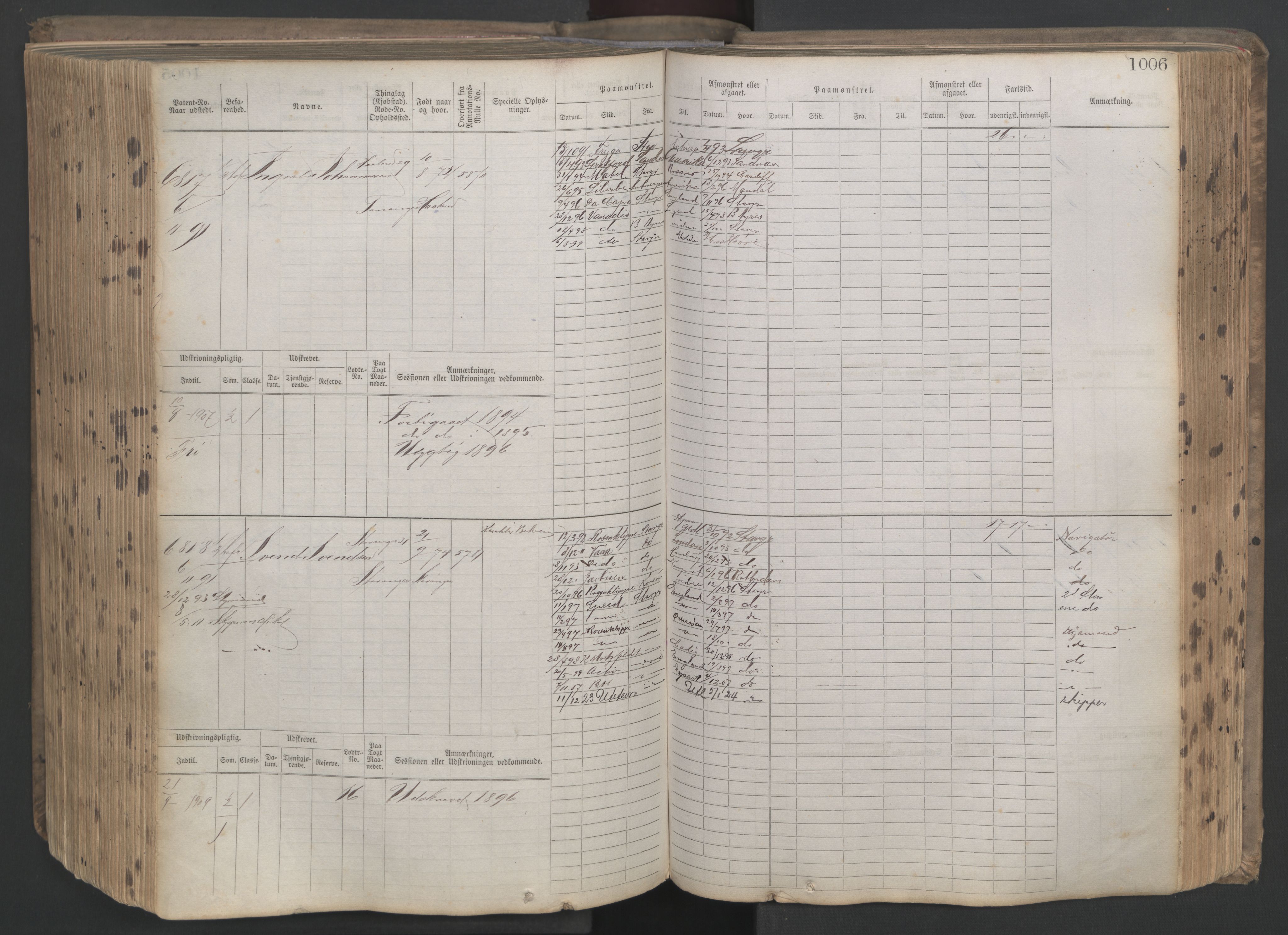 Stavanger sjømannskontor, AV/SAST-A-102006/F/Fb/Fbb/L0021: Sjøfartshovedrulle patnentnr. 6005-7204 (dublett), 1887, p. 411