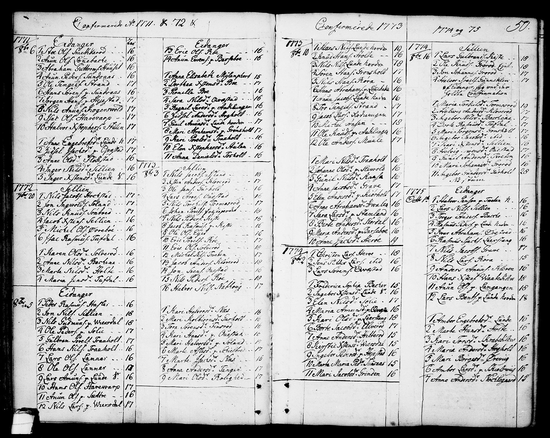 Eidanger kirkebøker, SAKO/A-261/F/Fa/L0006: Parish register (official) no. 6, 1764-1814, p. 50