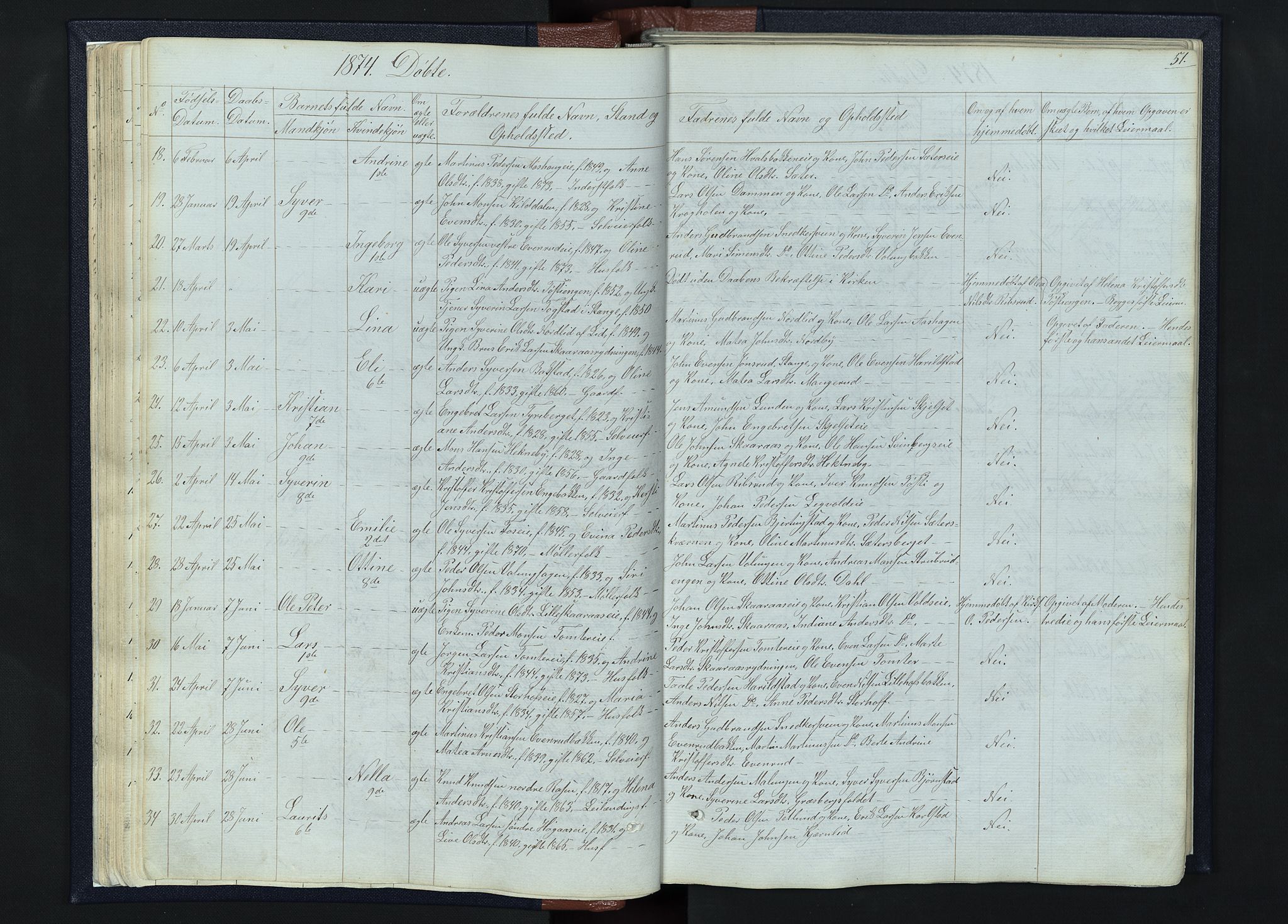 Romedal prestekontor, SAH/PREST-004/L/L0010: Parish register (copy) no. 10, 1860-1895, p. 51