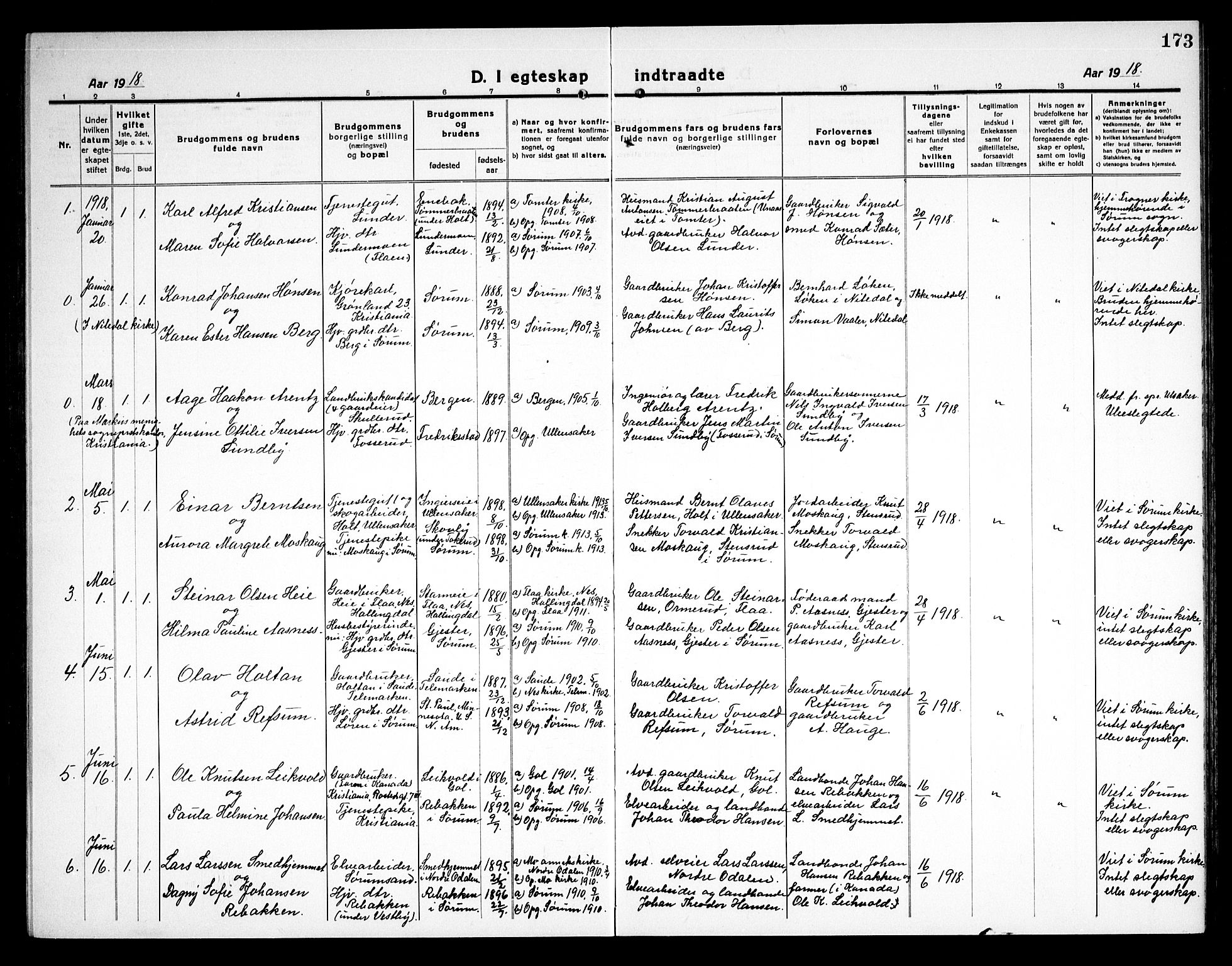 Sørum prestekontor Kirkebøker, AV/SAO-A-10303/G/Ga/L0008: Parish register (copy) no. I 8, 1917-1934, p. 173