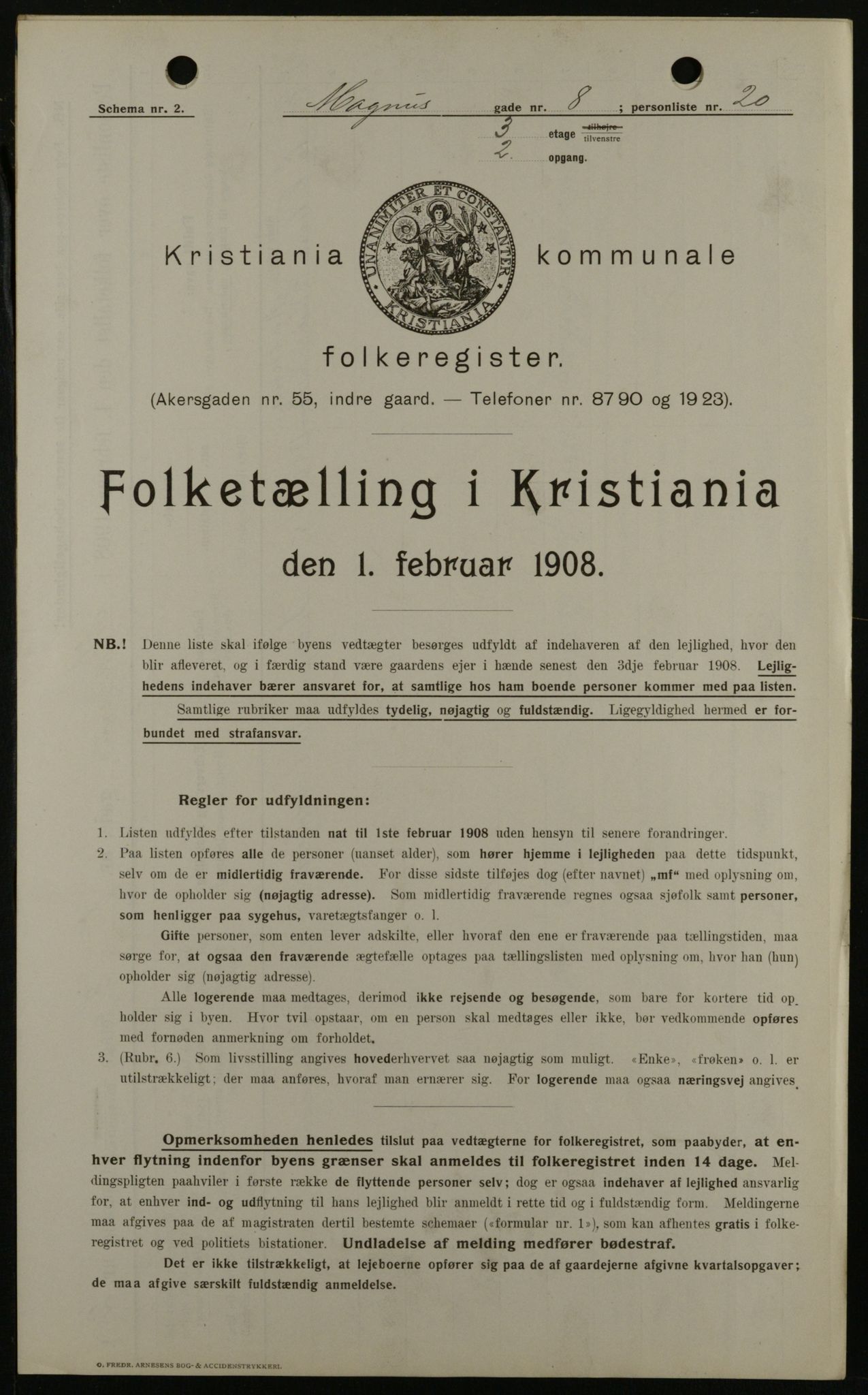 OBA, Municipal Census 1908 for Kristiania, 1908, p. 53328