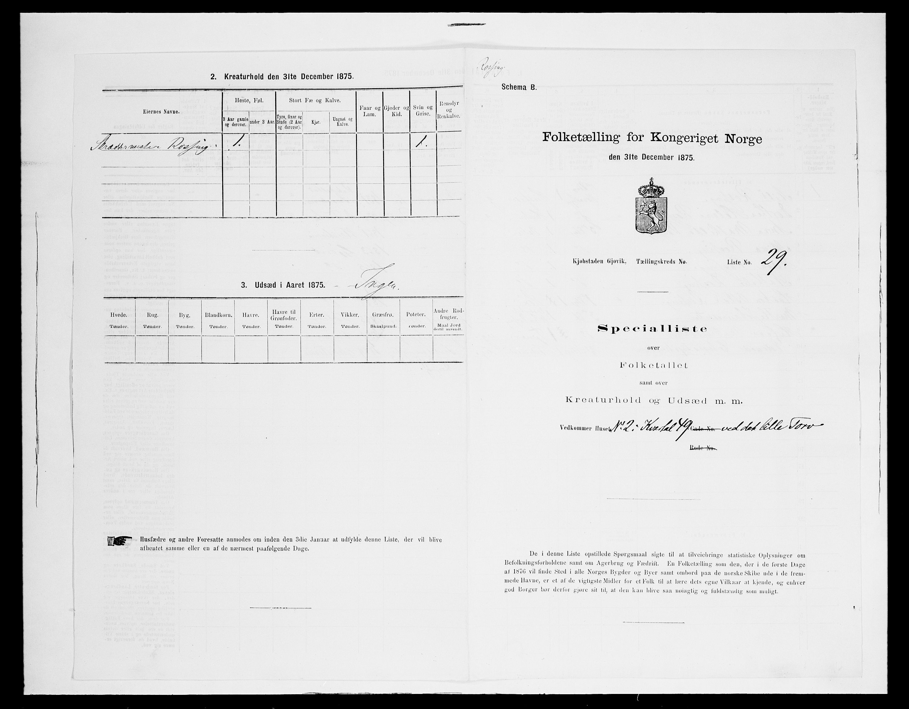 SAH, 1875 census for 0502B Vardal/Gjøvik, 1875, p. 84