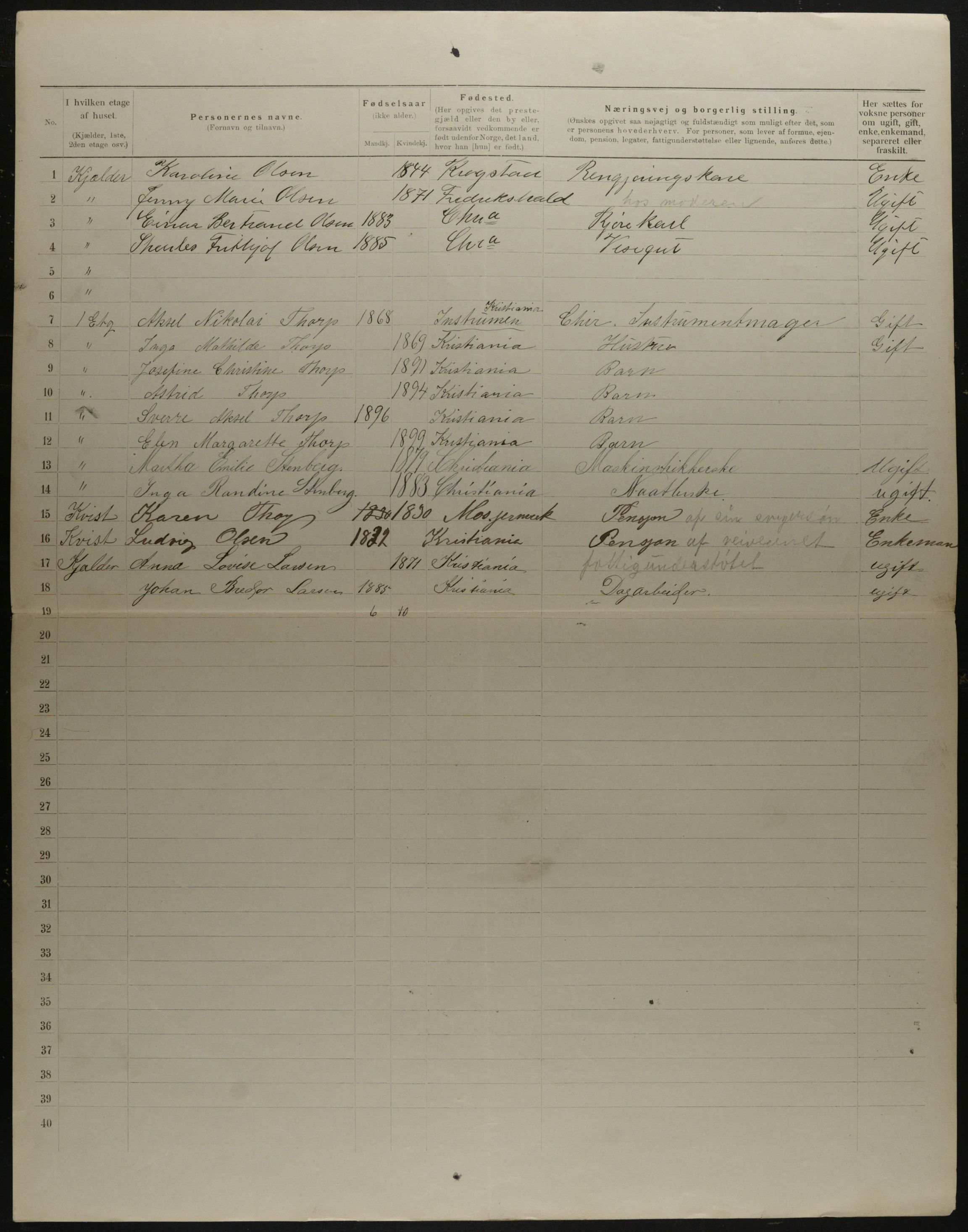 OBA, Municipal Census 1901 for Kristiania, 1901, p. 16582