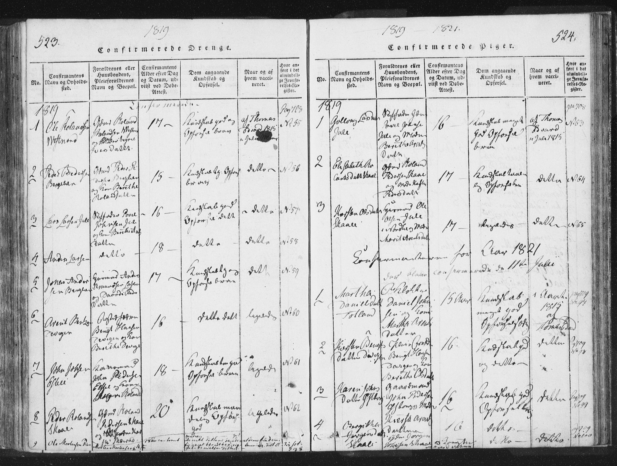 Ministerialprotokoller, klokkerbøker og fødselsregistre - Nord-Trøndelag, SAT/A-1458/755/L0491: Parish register (official) no. 755A01 /2, 1817-1864, p. 523-524