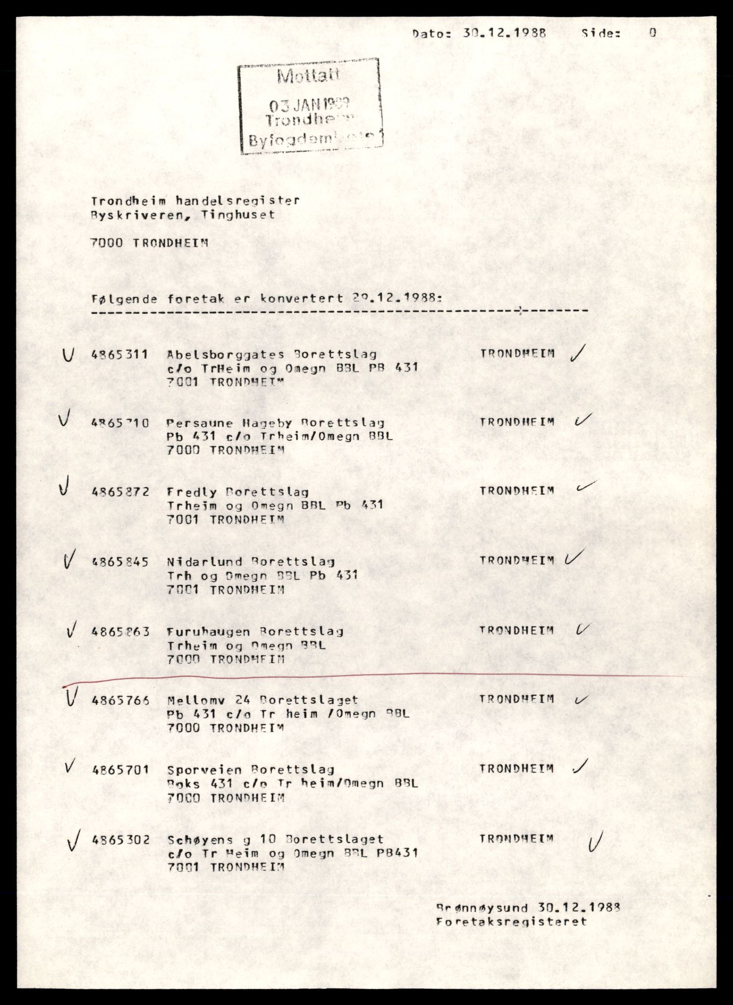 Trondheim byfogd, AV/SAT-A-0003/2/J/Jd/Jdd/L0068: Borettslag, Fu-Mu, 1944-1990, p. 1