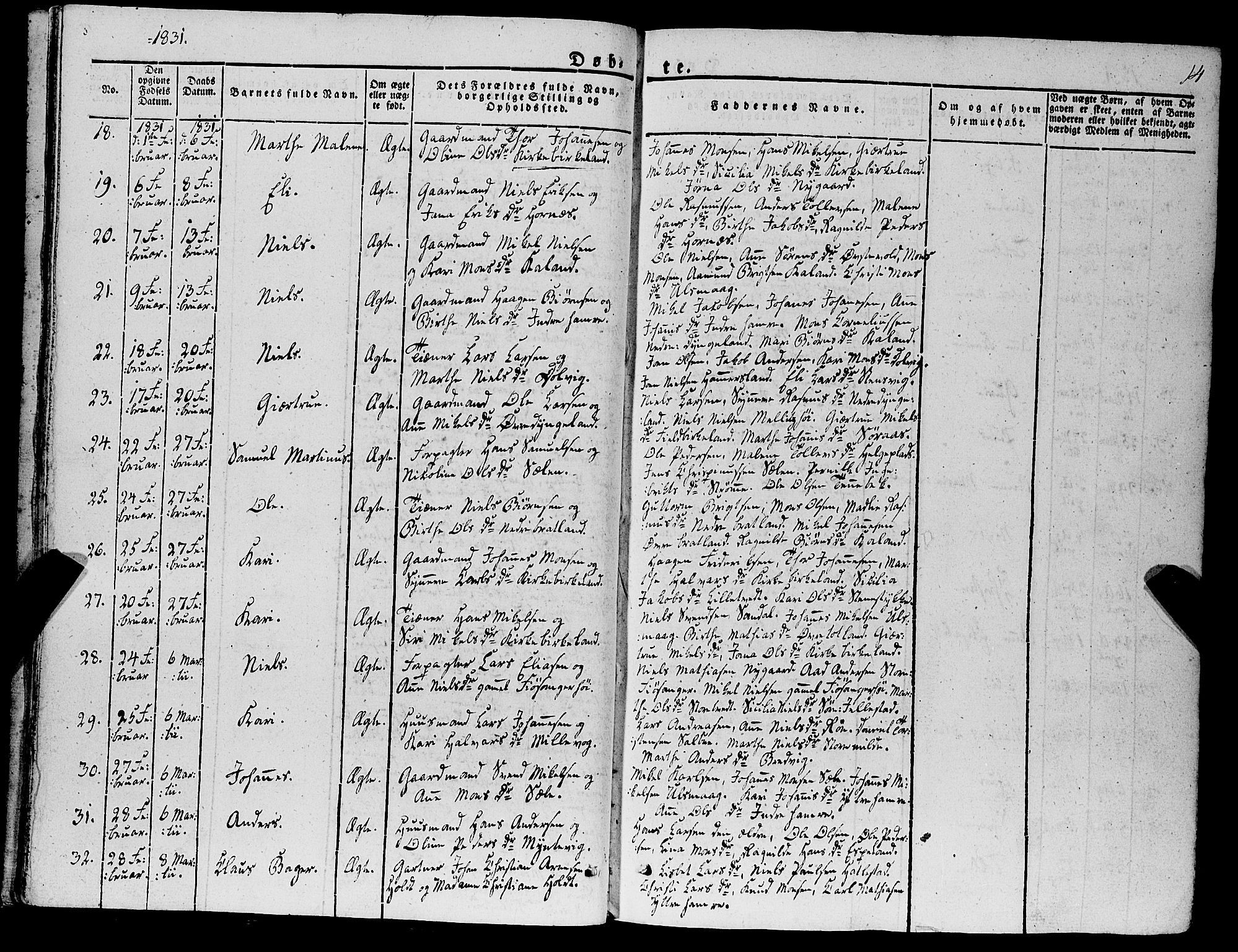 Fana Sokneprestembete, SAB/A-75101/H/Haa/Haaa/L0008: Parish register (official) no. A 8, 1829-1851, p. 14