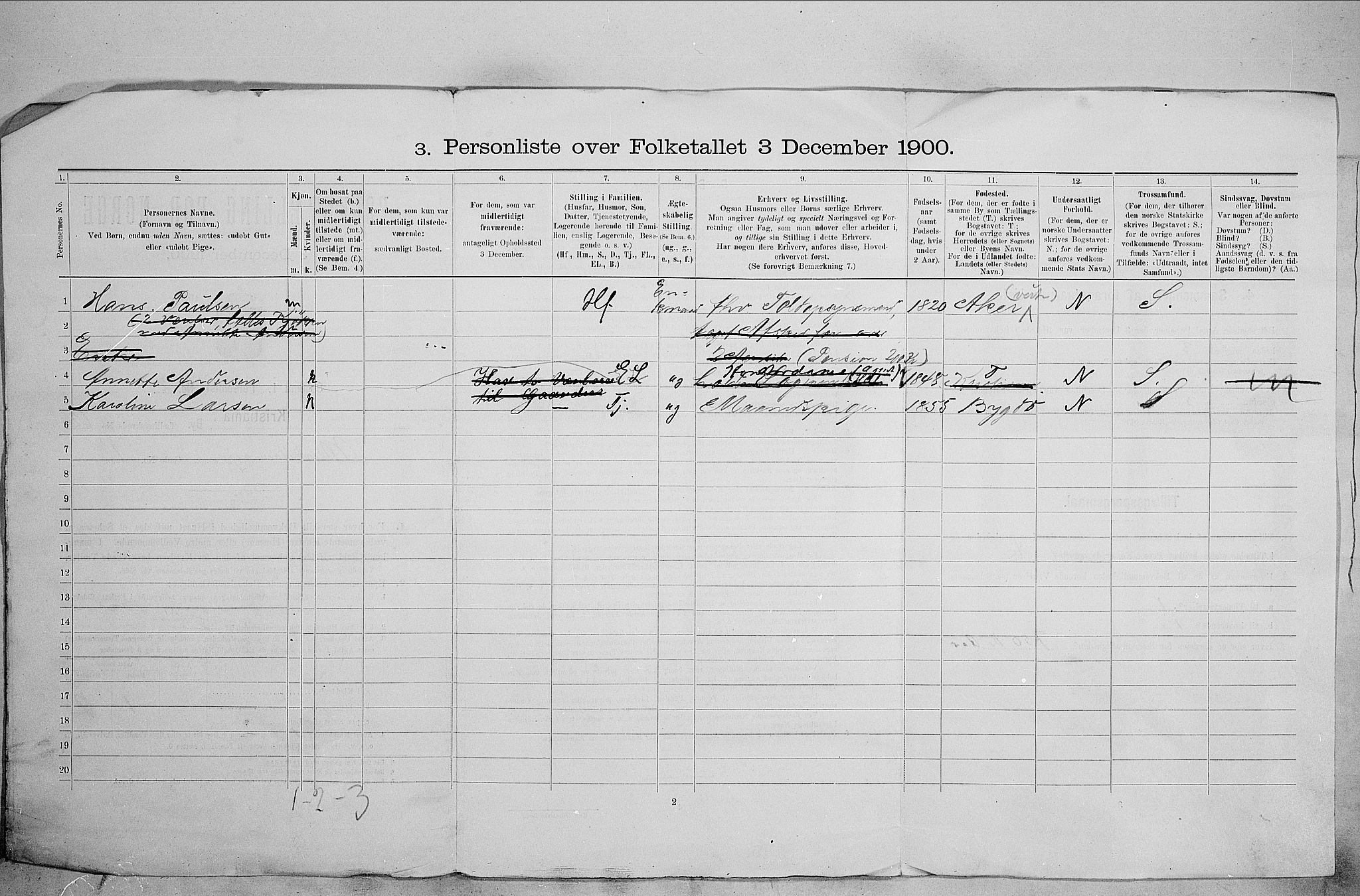 SAO, 1900 census for Kristiania, 1900, p. 60562